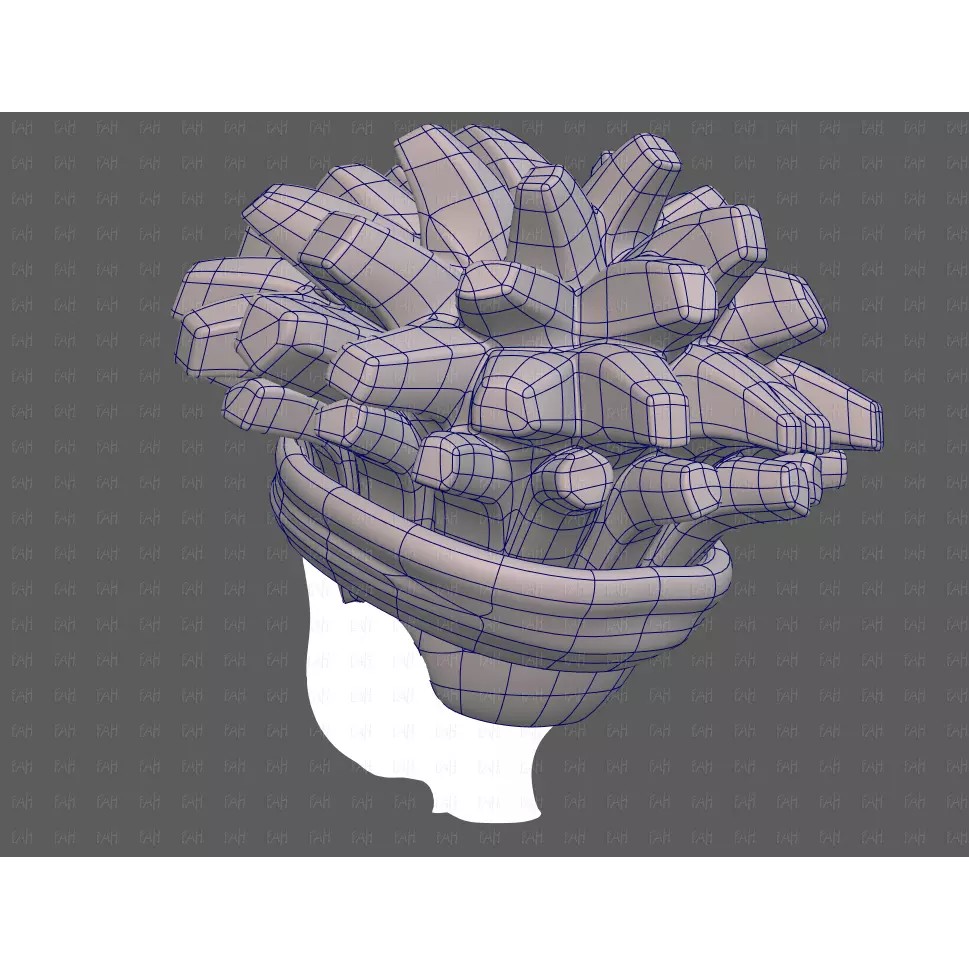 Base Hair 3D Model – Cartoon Low-Poly Boy Hairstyle, FBX, OBJ - View 16