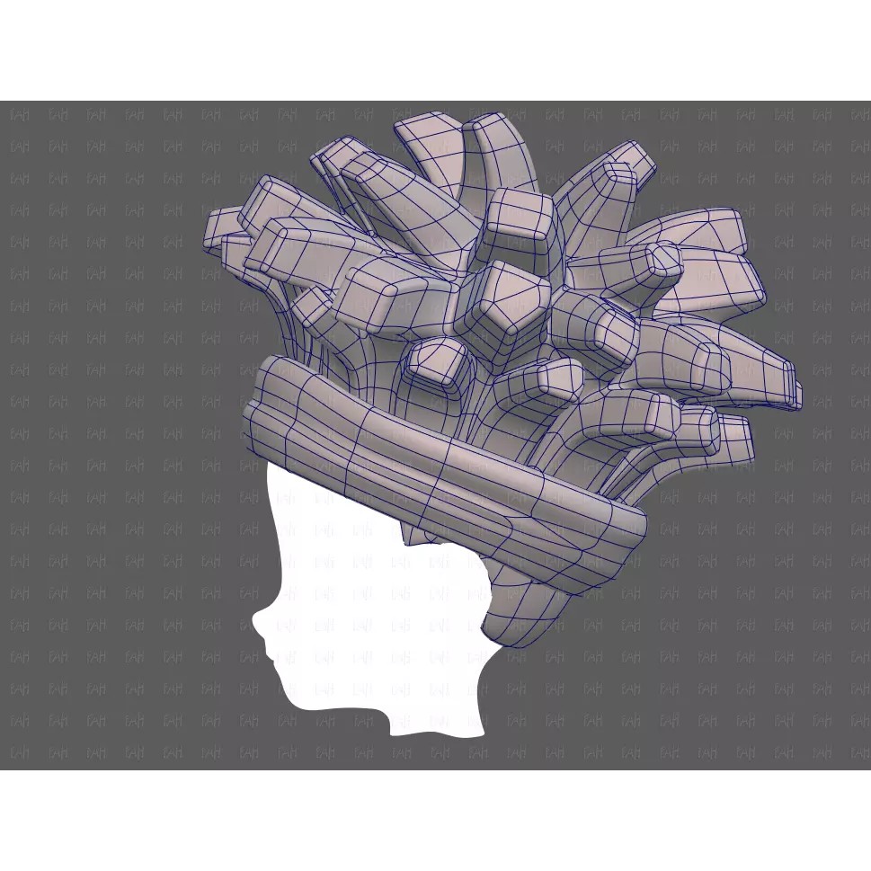 Base Hair 3D Model – Cartoon Low-Poly Boy Hairstyle, FBX, OBJ - View 17