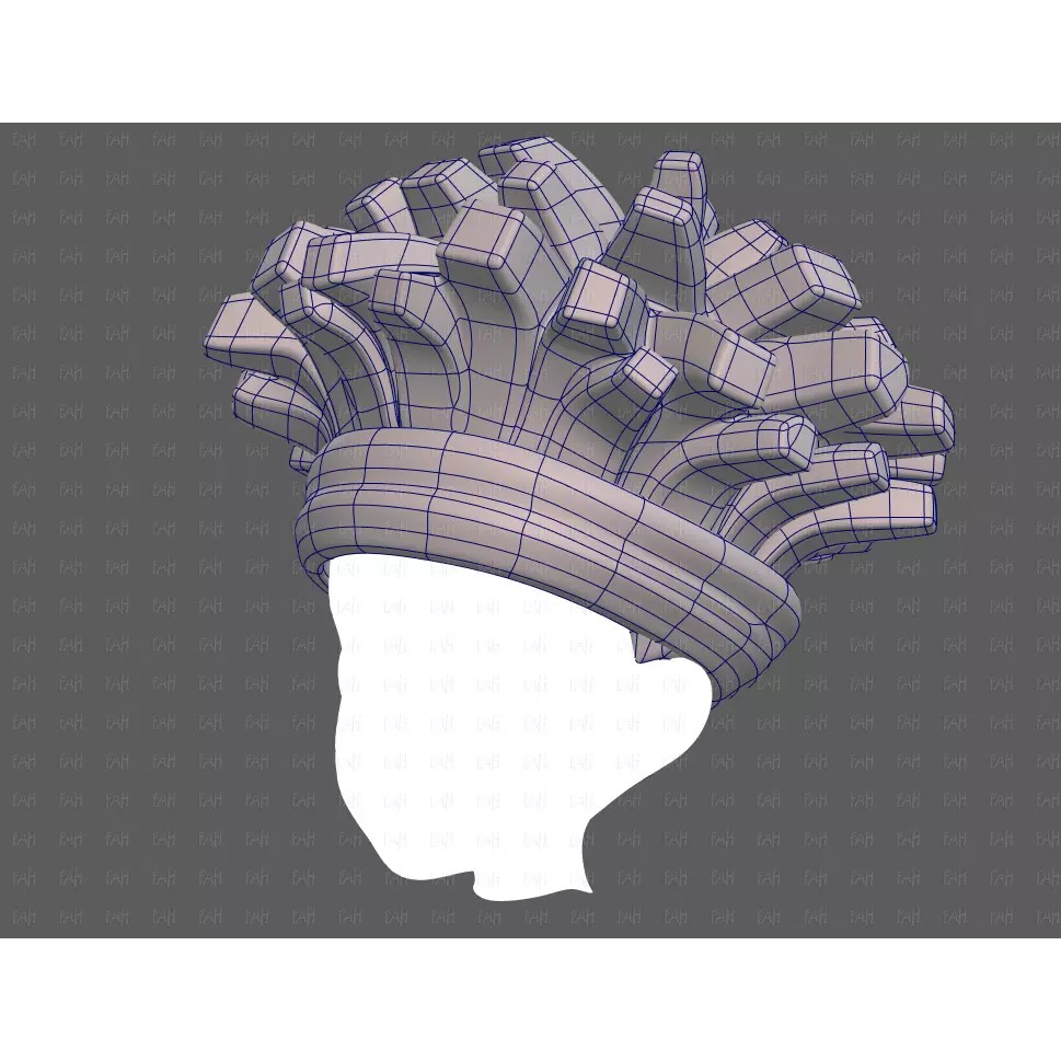 Base Hair 3D Model – Cartoon Low-Poly Boy Hairstyle, FBX, OBJ - View 18
