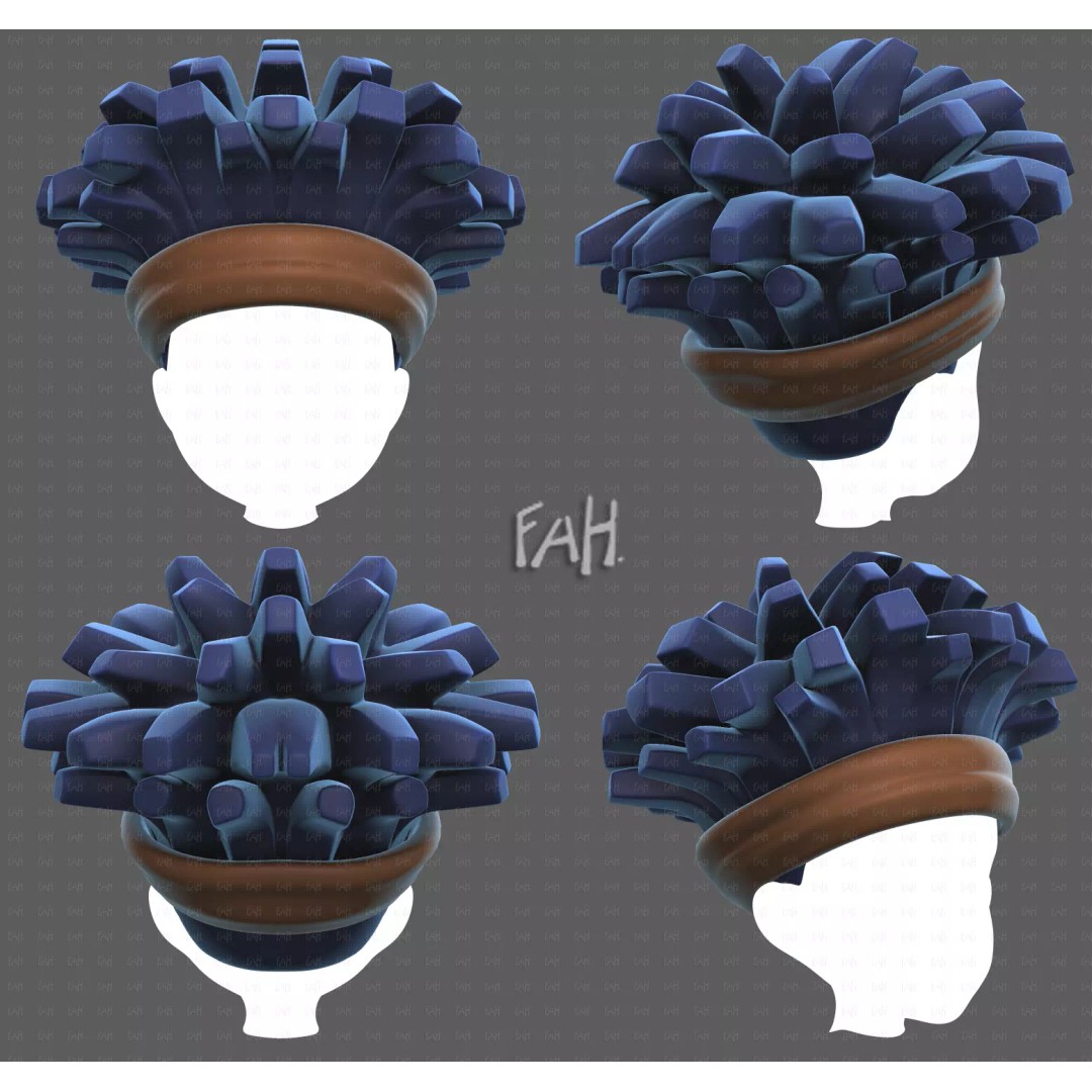 Base Hair 3D Model – Cartoon Low-Poly Boy Hairstyle, FBX, OBJ - View 2