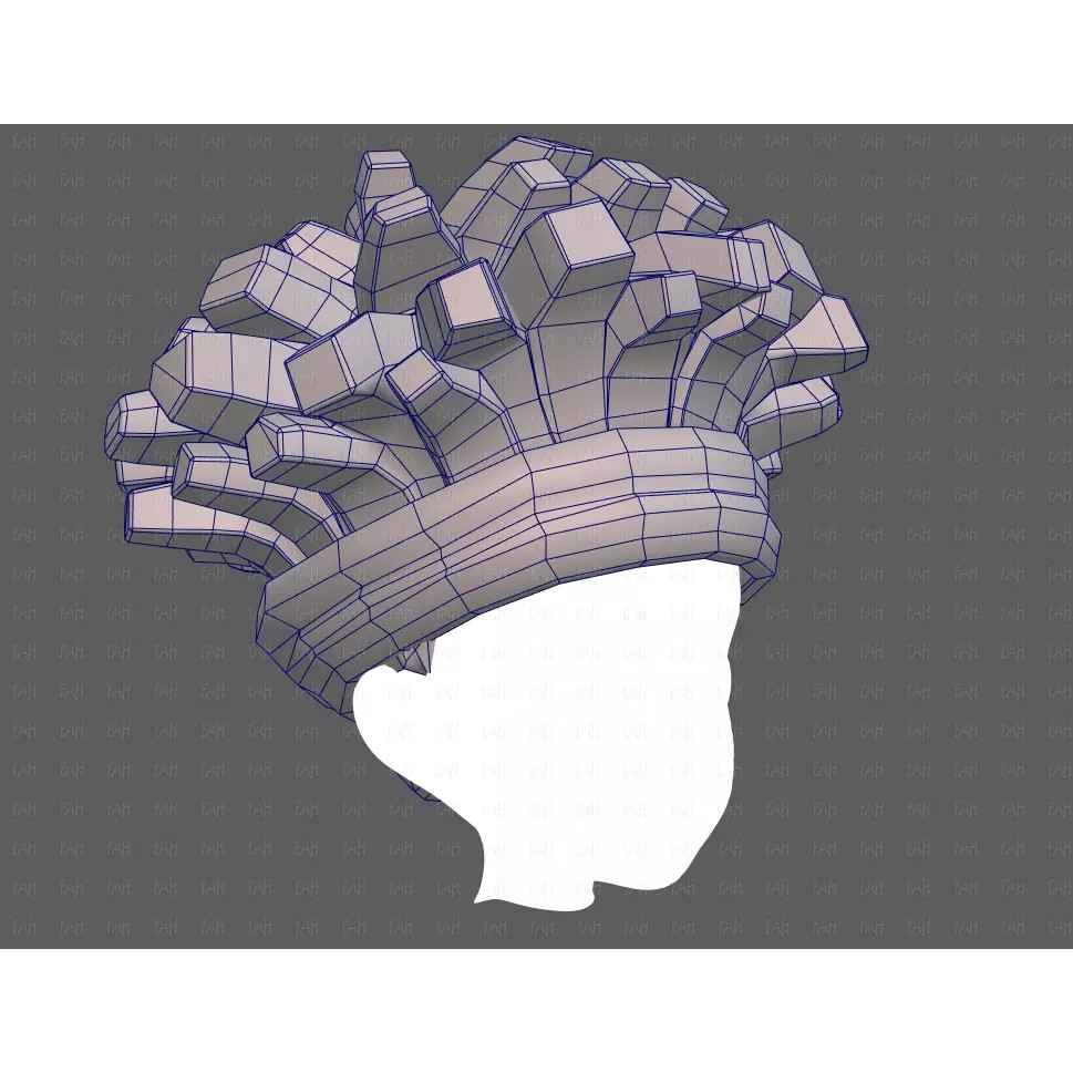 Base Hair 3D Model – Cartoon Low-Poly Boy Hairstyle, FBX, OBJ - View 28