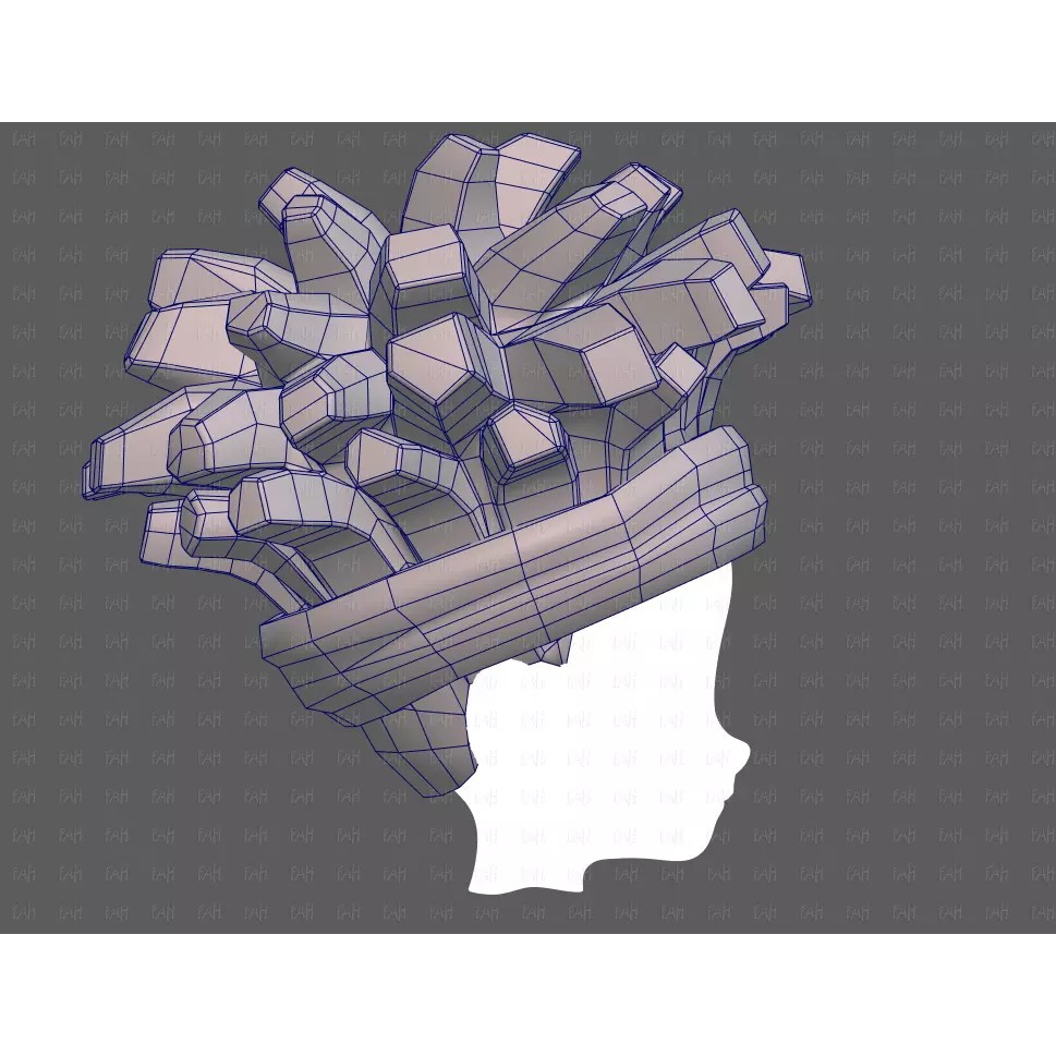 Base Hair 3D Model – Cartoon Low-Poly Boy Hairstyle, FBX, OBJ - View 29