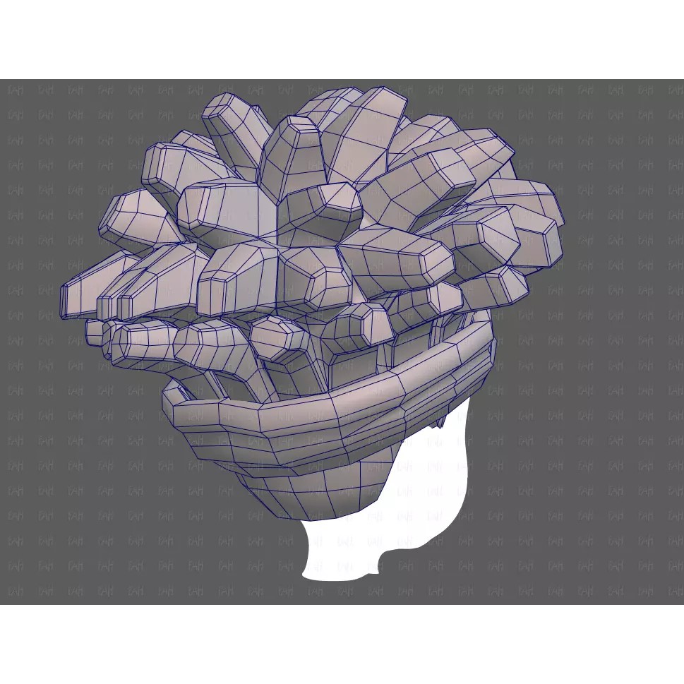 Base Hair 3D Model – Cartoon Low-Poly Boy Hairstyle, FBX, OBJ - View 30