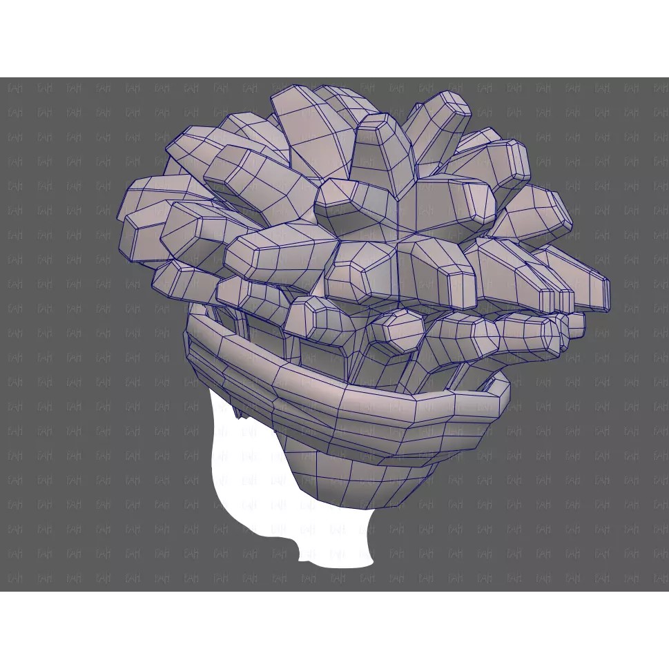 Base Hair 3D Model – Cartoon Low-Poly Boy Hairstyle, FBX, OBJ - View 32