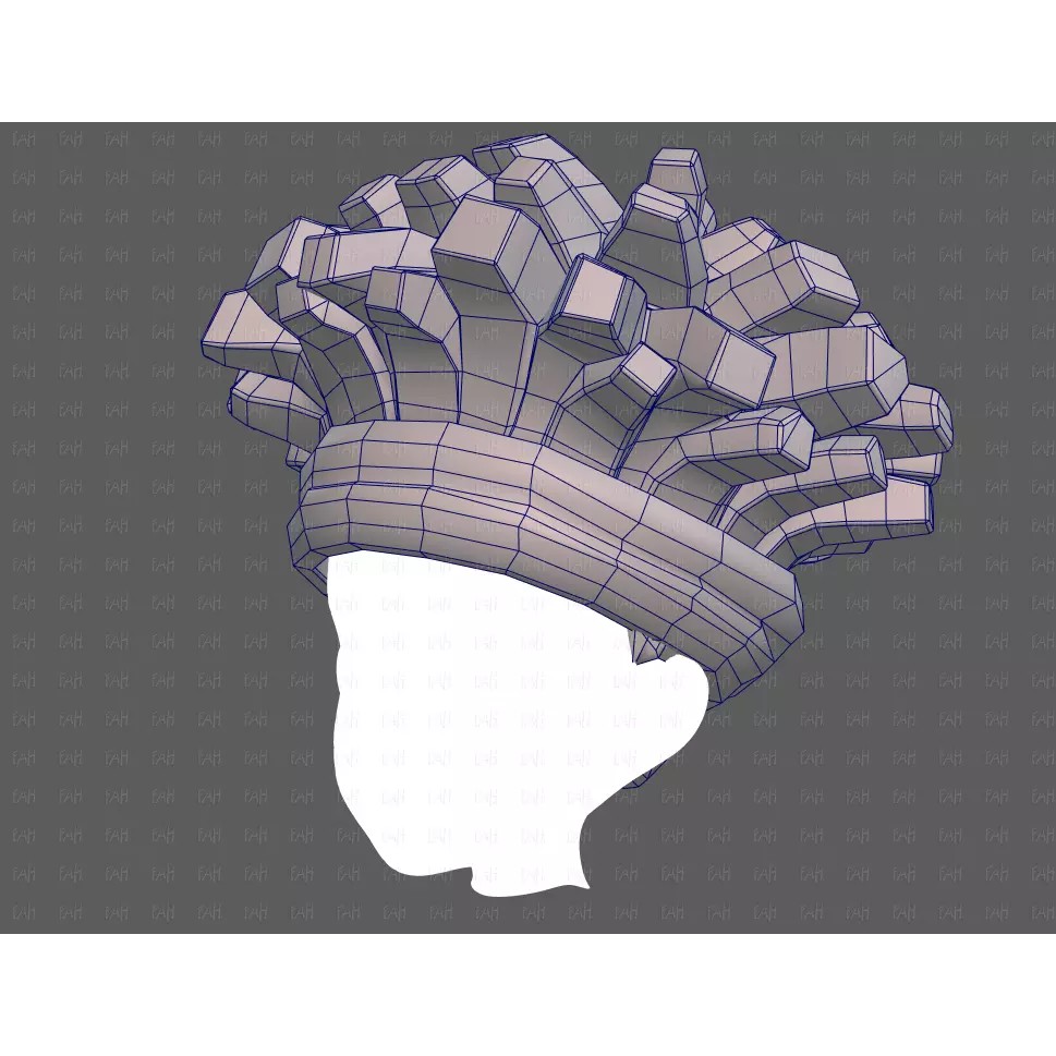Base Hair 3D Model – Cartoon Low-Poly Boy Hairstyle, FBX, OBJ - View 34