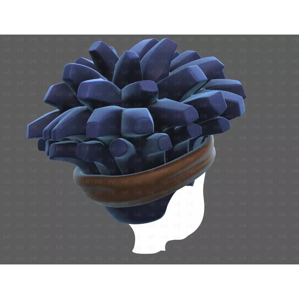 Base Hair 3D Model – Cartoon Low-Poly Boy Hairstyle, FBX, OBJ - View 6