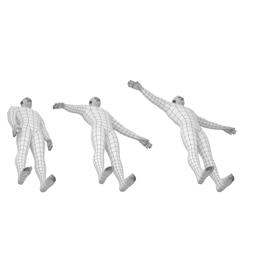 Male Hero 3D Model – Low Poly Base Mesh in Three Poses, FBX - View 14