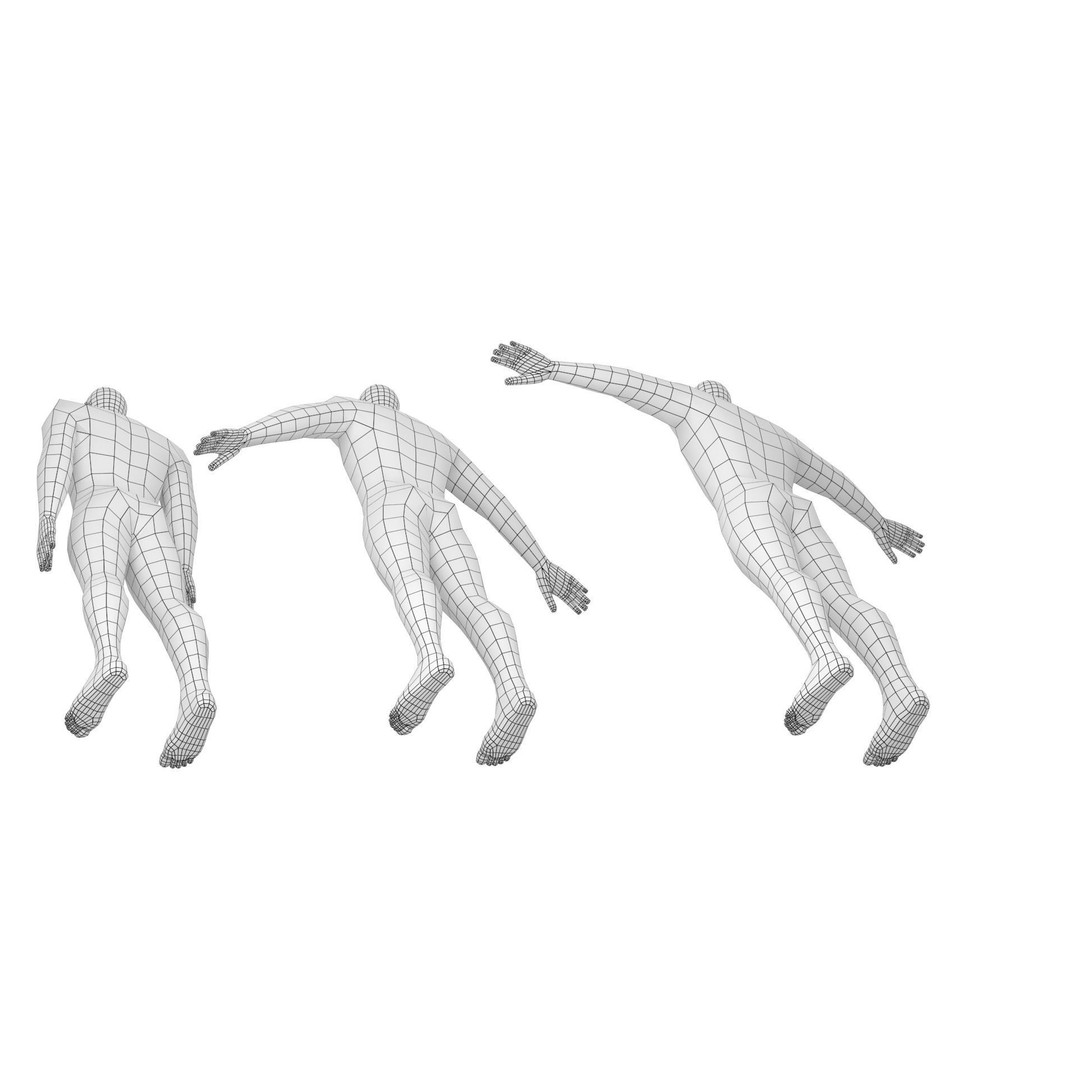 Male Hero 3D Model – Low Poly Base Mesh in Three Poses, FBX - View 15