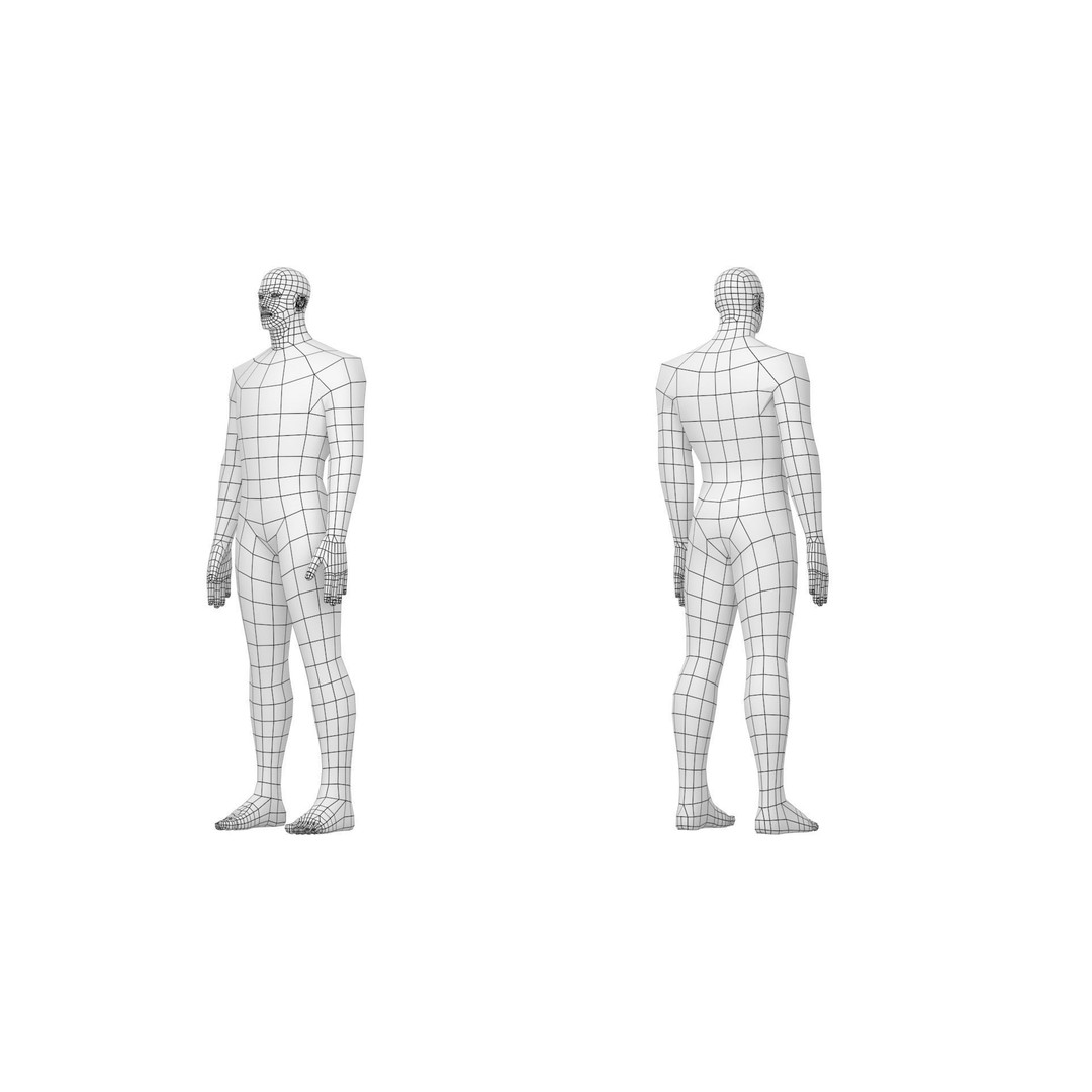Male Hero 3D Model – Low Poly Base Mesh in Three Poses, FBX - View 16