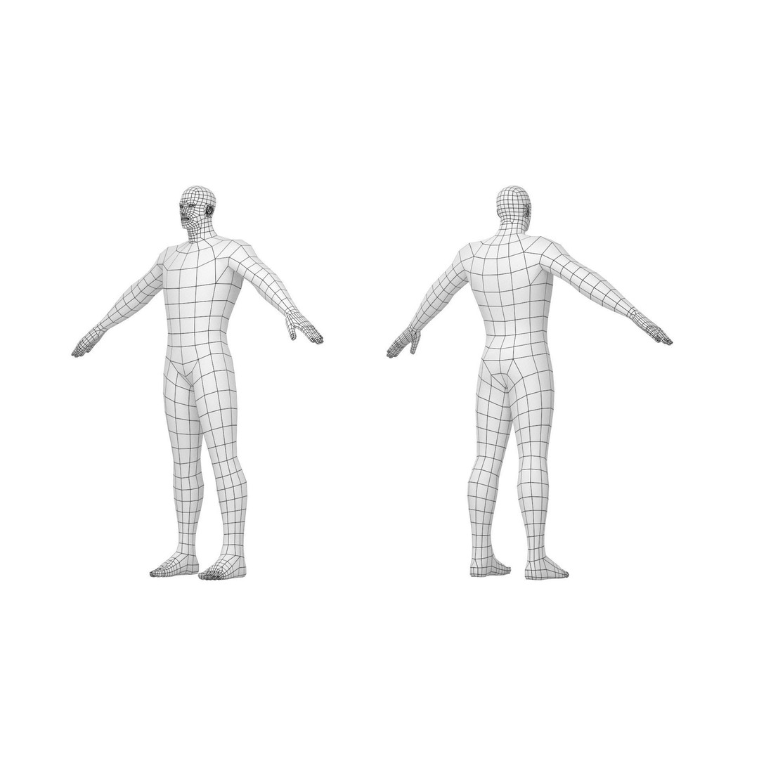 Male Hero 3D Model – Low Poly Base Mesh in Three Poses, FBX - View 17