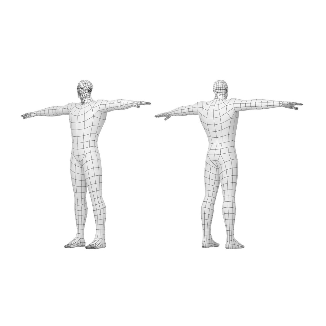 Male Hero 3D Model – Low Poly Base Mesh in Three Poses, FBX - View 18