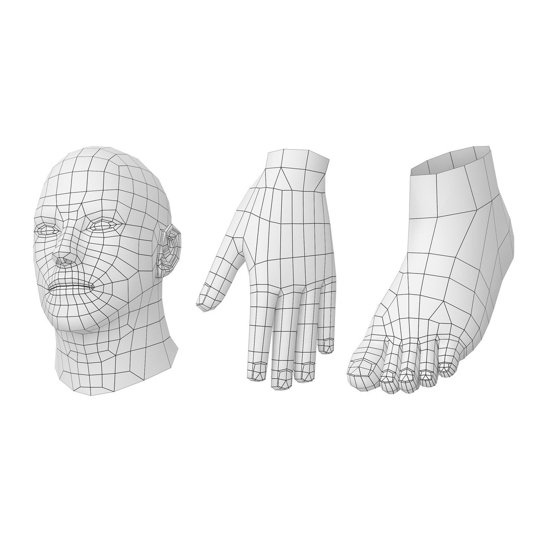 Male Hero 3D Model – Low Poly Base Mesh in Three Poses, FBX - View 20