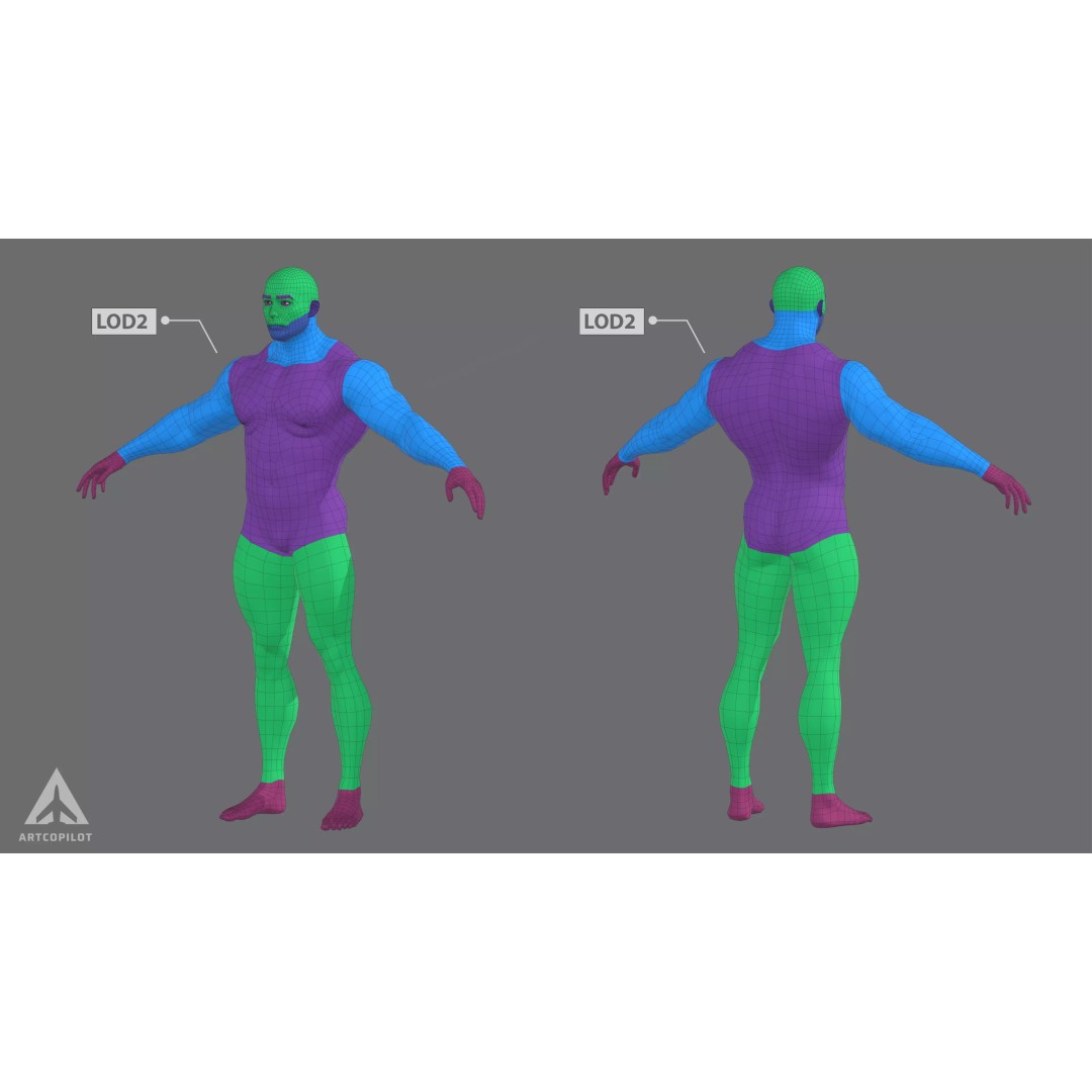 Muscle Character 3D Model – Low Poly Semi-Realistic Game Asset, FBX - View 11