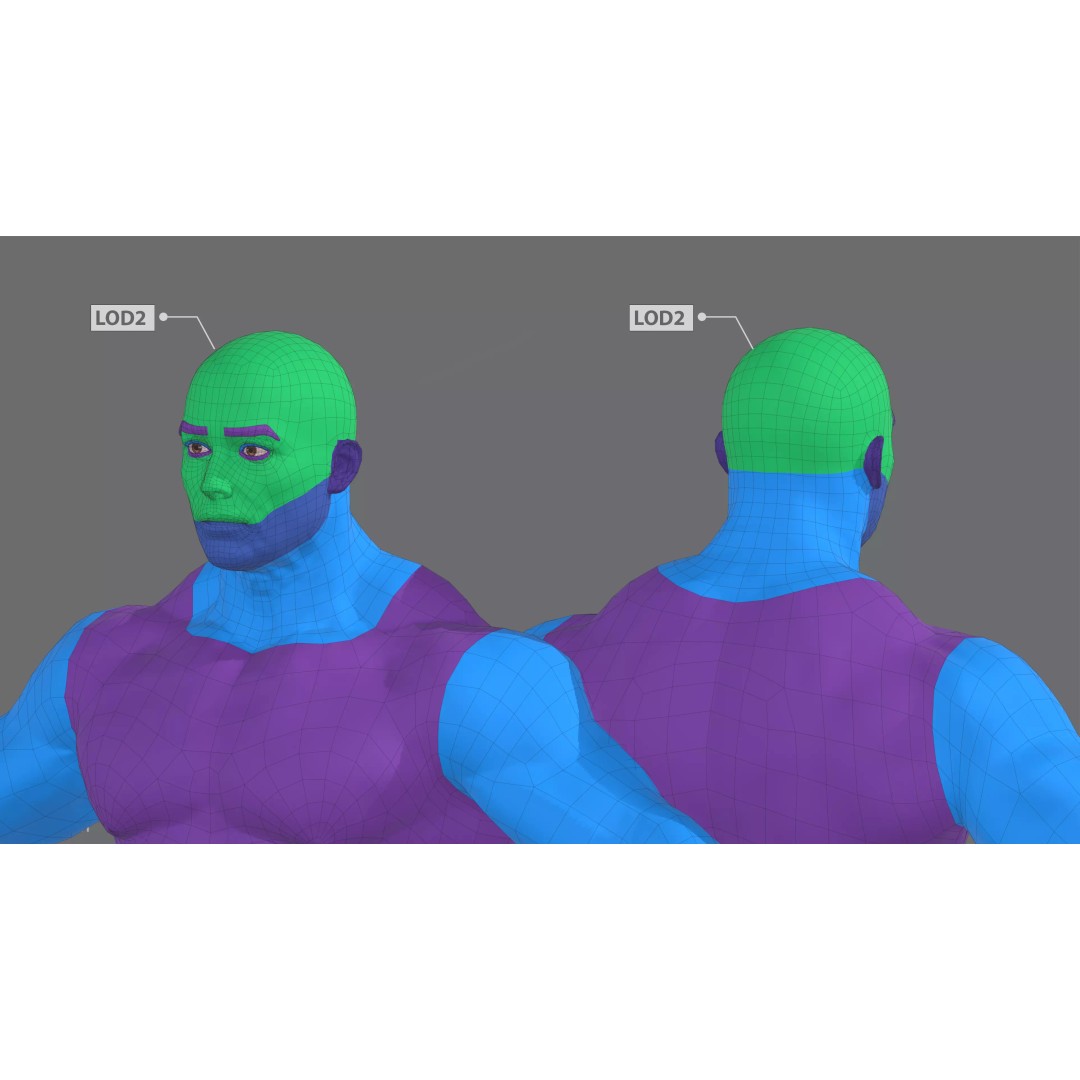 Muscle Character 3D Model – Low Poly Semi-Realistic Game Asset, FBX - View 12