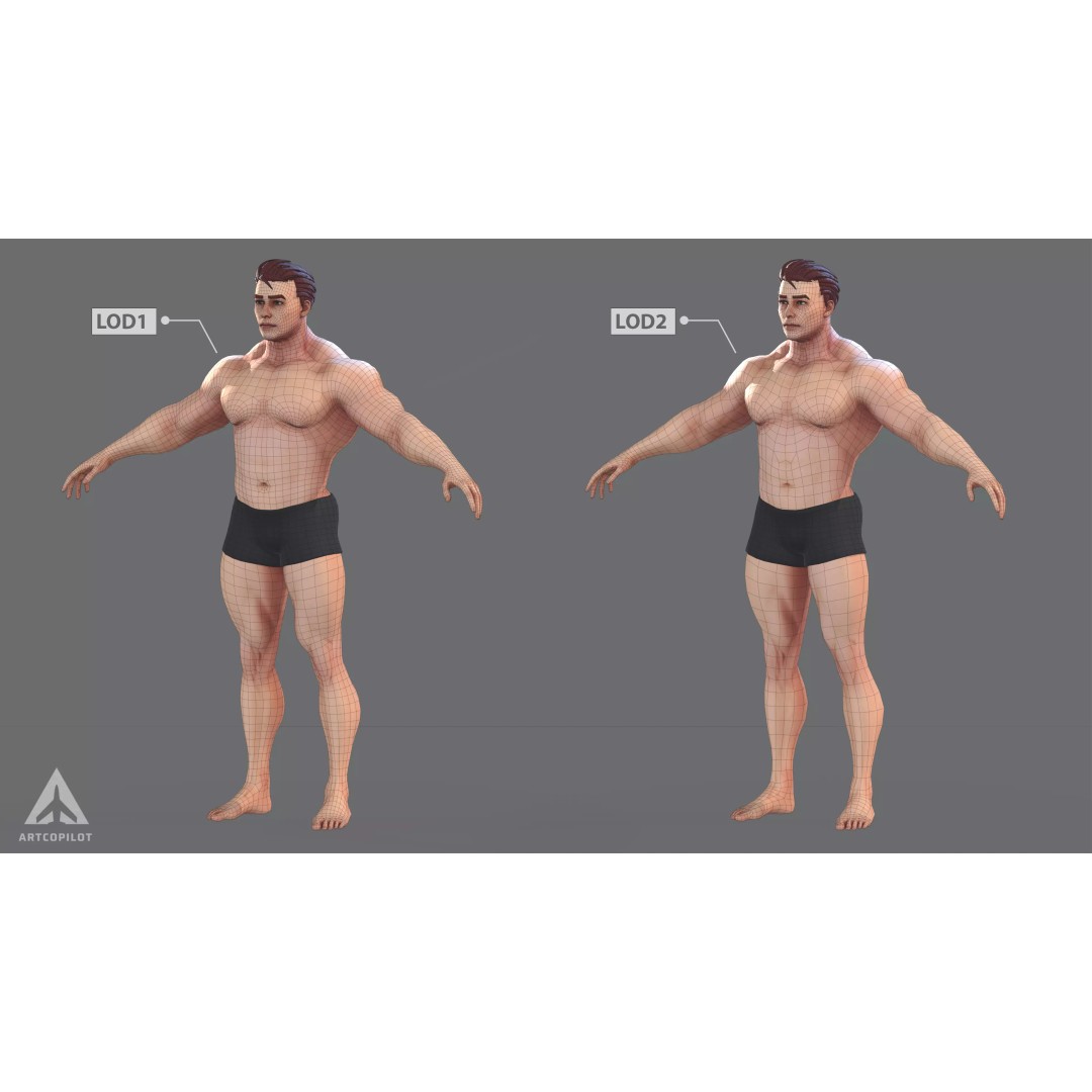 Muscle Character 3D Model – Low Poly Semi-Realistic Game Asset, FBX - View 4
