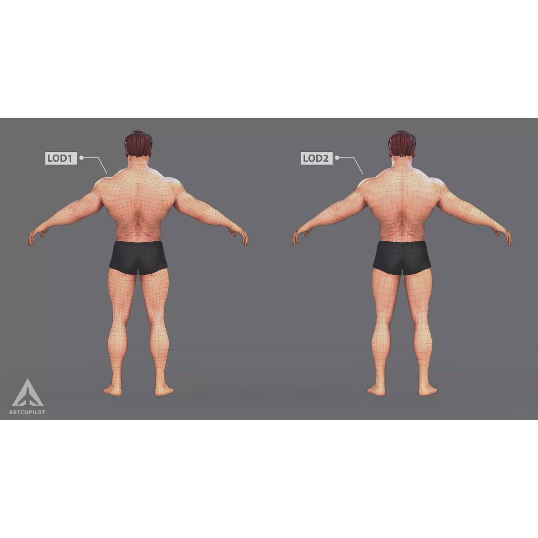 Muscle Character 3D Model – Low Poly Semi-Realistic Game Asset, FBX - View 6