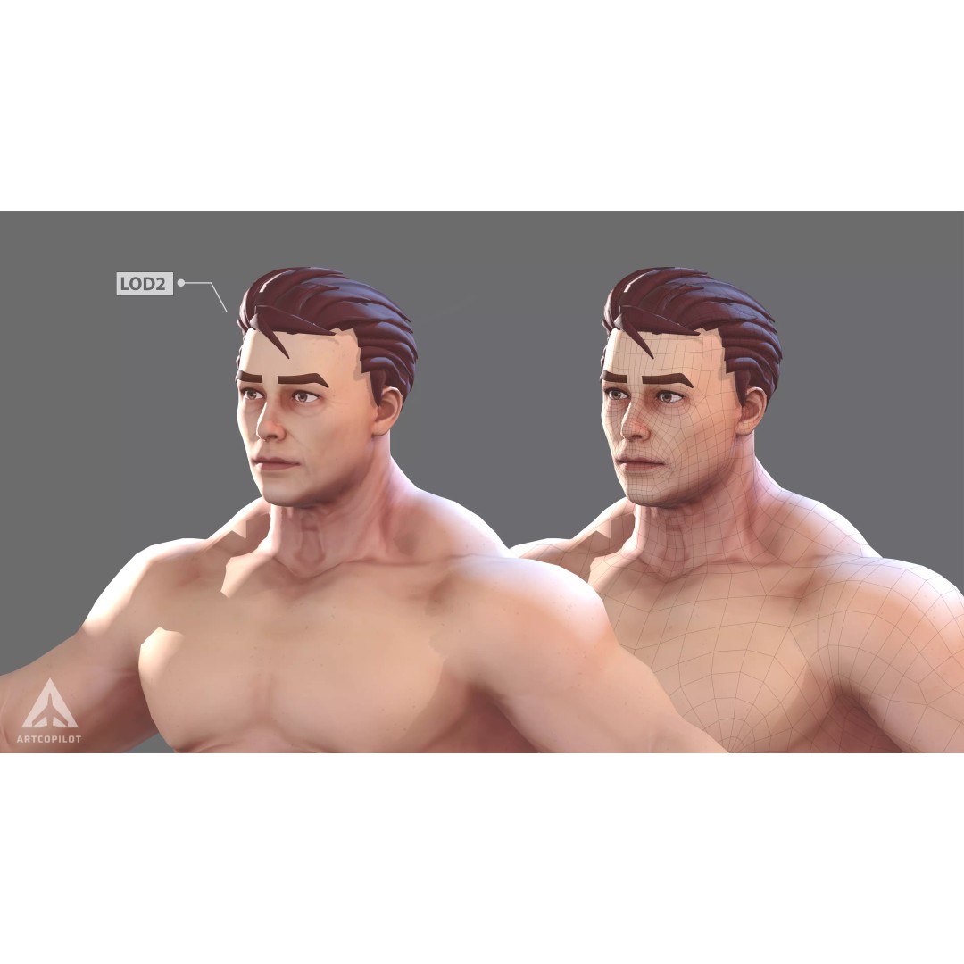 Muscle Character 3D Model – Low Poly Semi-Realistic Game Asset, FBX - View 8