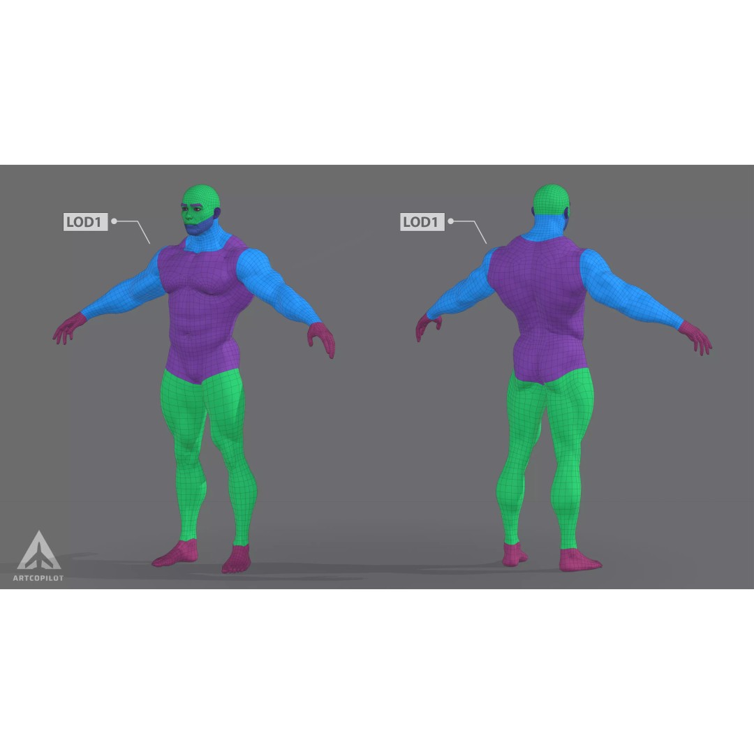 Muscle Character 3D Model – Low Poly Semi-Realistic Game Asset, FBX - View 9