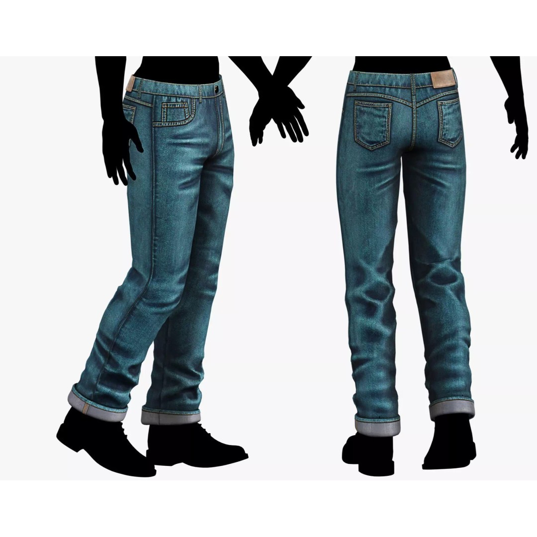 Male Casual Jeans 3D Model – Game-Ready Low Poly PBR Asset for Unity/Unreal - View 10