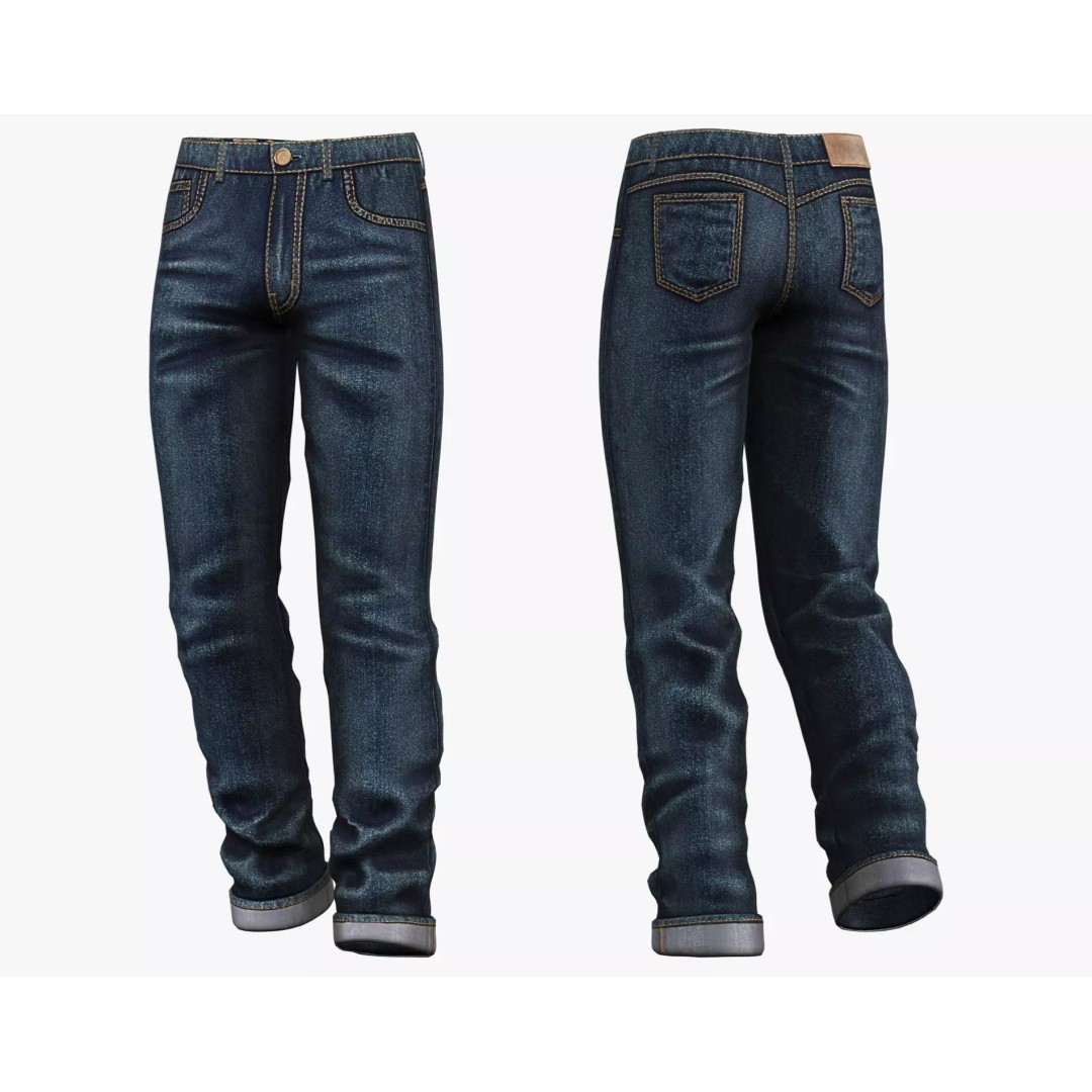 Male Casual Jeans 3D Model – Game-Ready Low Poly PBR Asset for Unity/Unreal - View 15