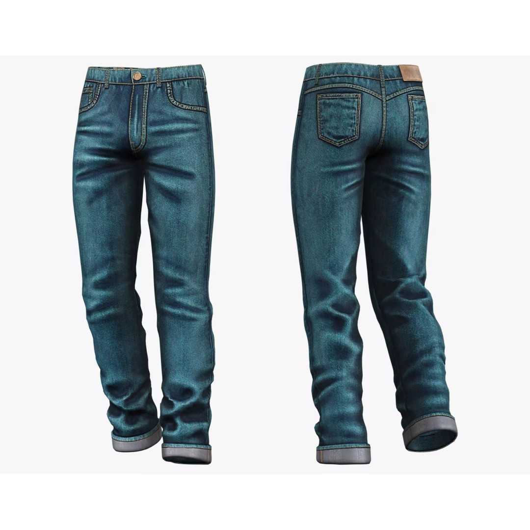 Male Casual Jeans 3D Model – Game-Ready Low Poly PBR Asset for Unity/Unreal - View 16