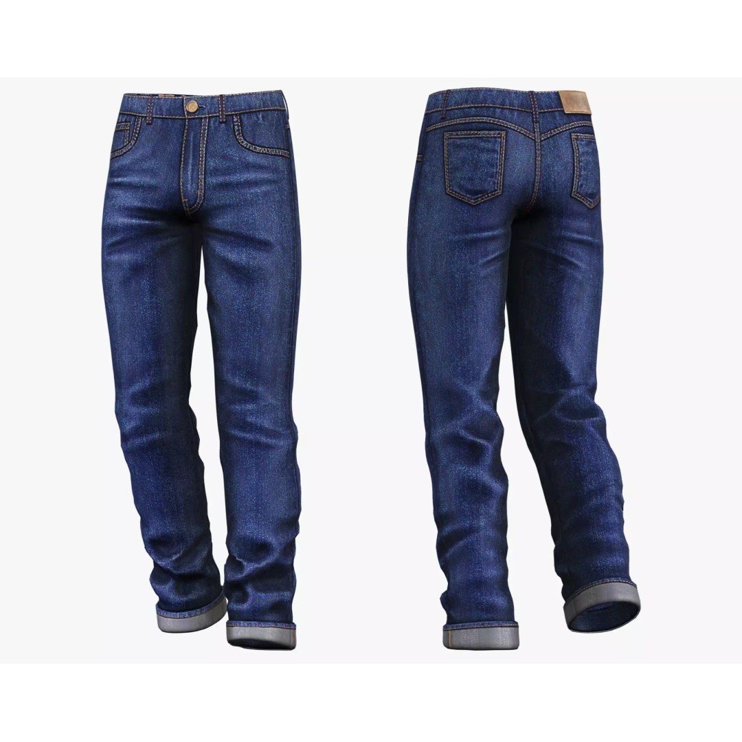 Male Casual Jeans 3D Model – Game-Ready Low Poly PBR Asset for Unity/Unreal - View 17