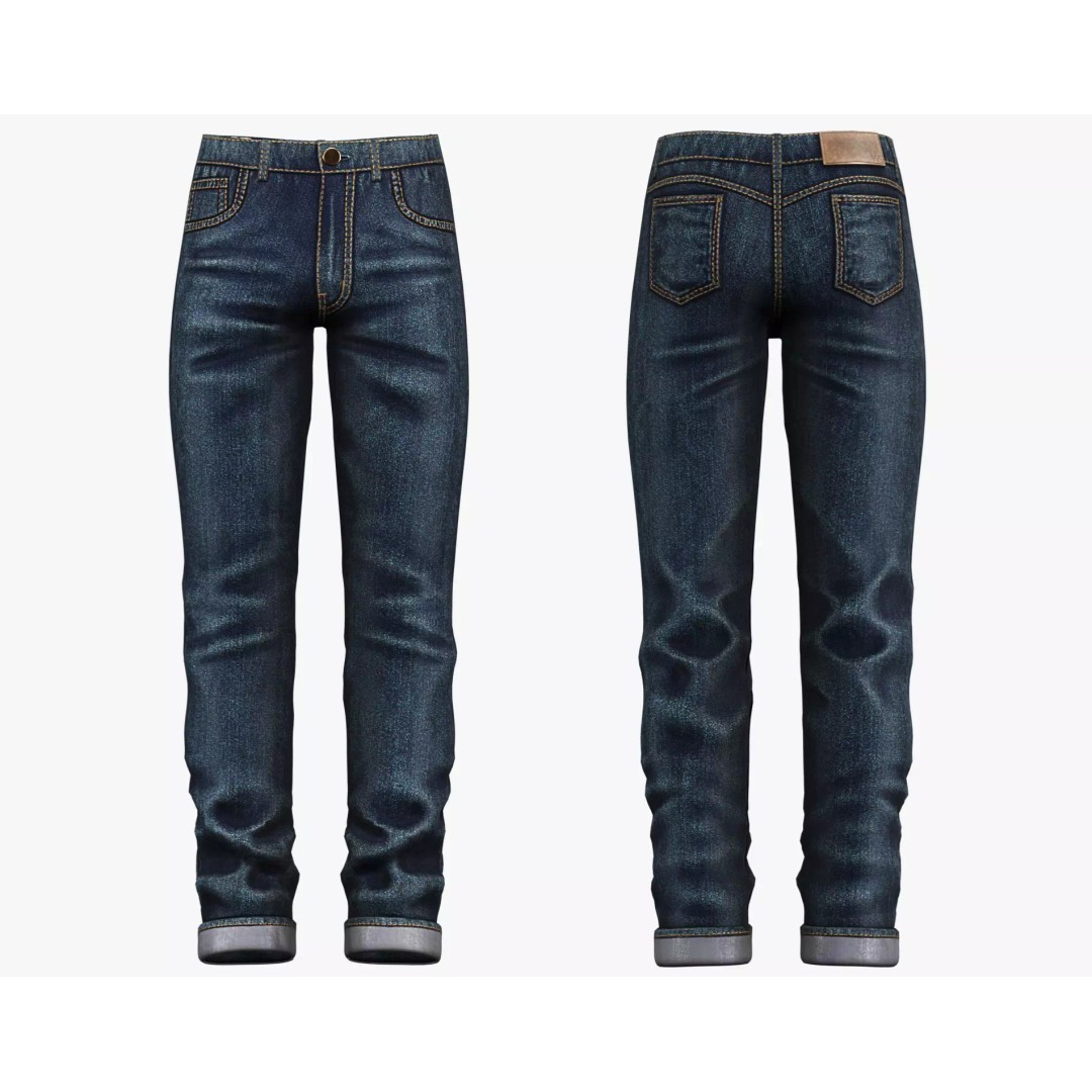 Male Casual Jeans 3D Model – Game-Ready Low Poly PBR Asset for Unity/Unreal - View 18