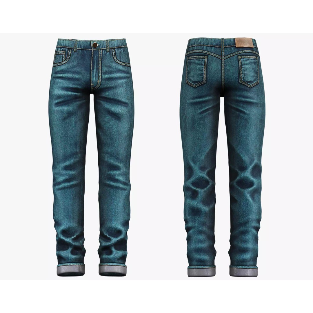 Male Casual Jeans 3D Model – Game-Ready Low Poly PBR Asset for Unity/Unreal - View 19