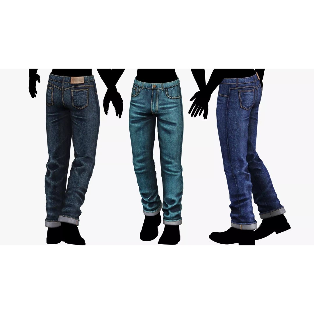Male Casual Jeans 3D Model – Game-Ready Low Poly PBR Asset for Unity/Unreal - View 2