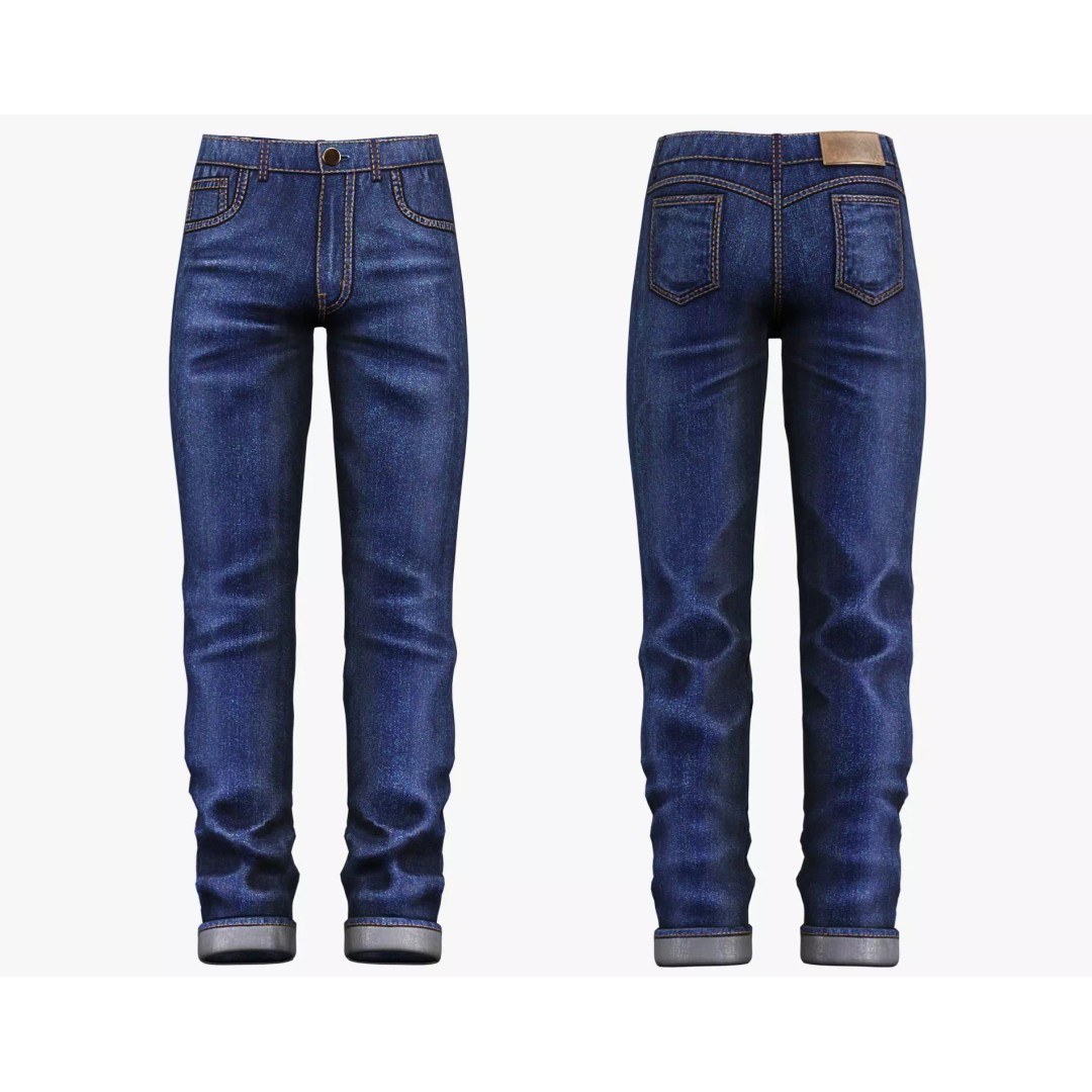 Male Casual Jeans 3D Model – Game-Ready Low Poly PBR Asset for Unity/Unreal - View 20