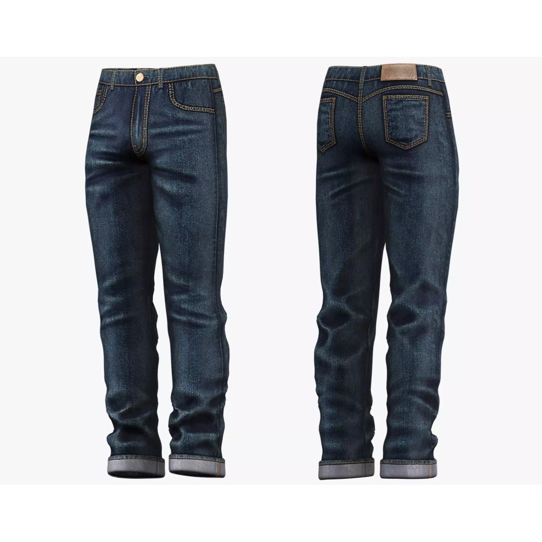 Male Casual Jeans 3D Model – Game-Ready Low Poly PBR Asset for Unity/Unreal - View 21