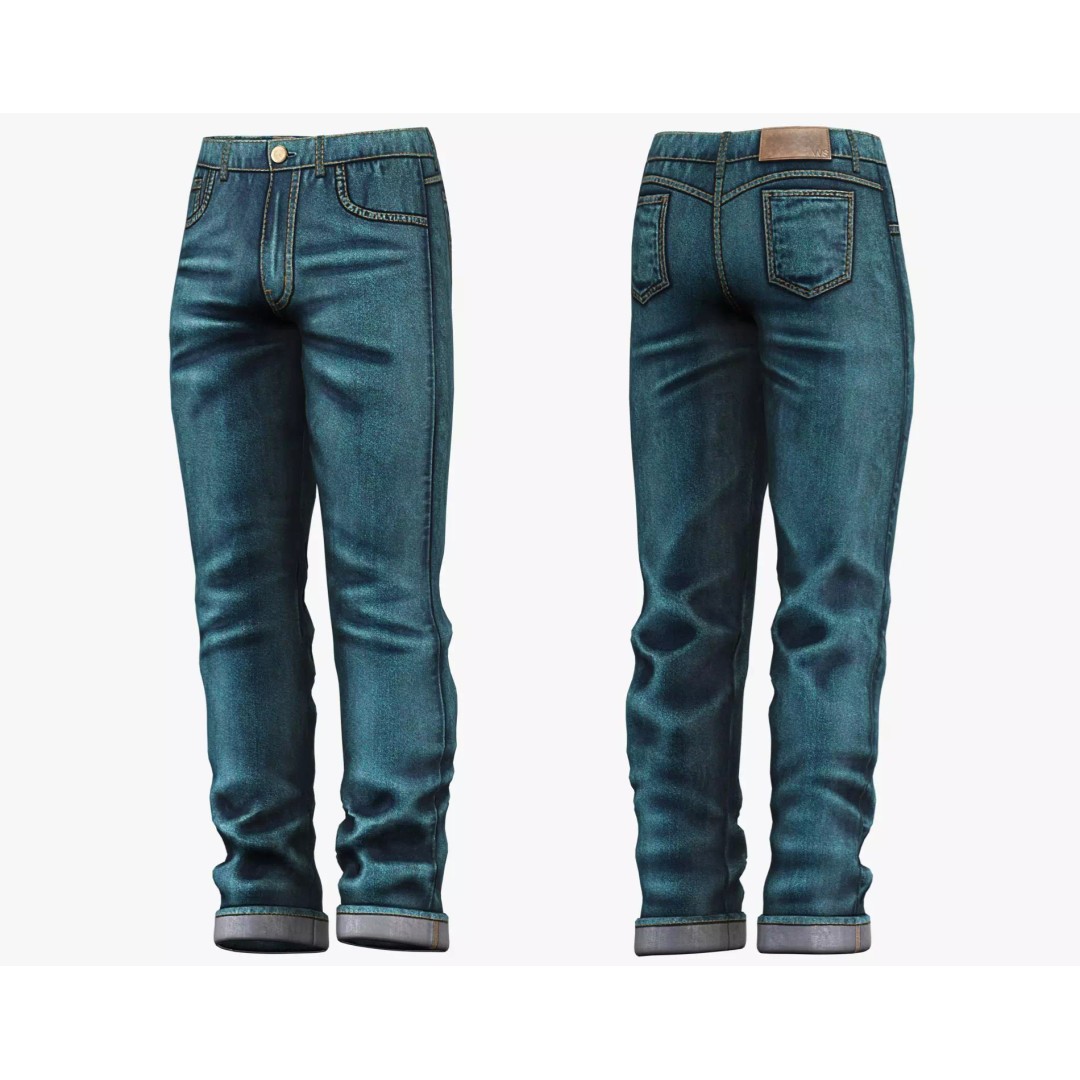 Male Casual Jeans 3D Model – Game-Ready Low Poly PBR Asset for Unity/Unreal - View 22