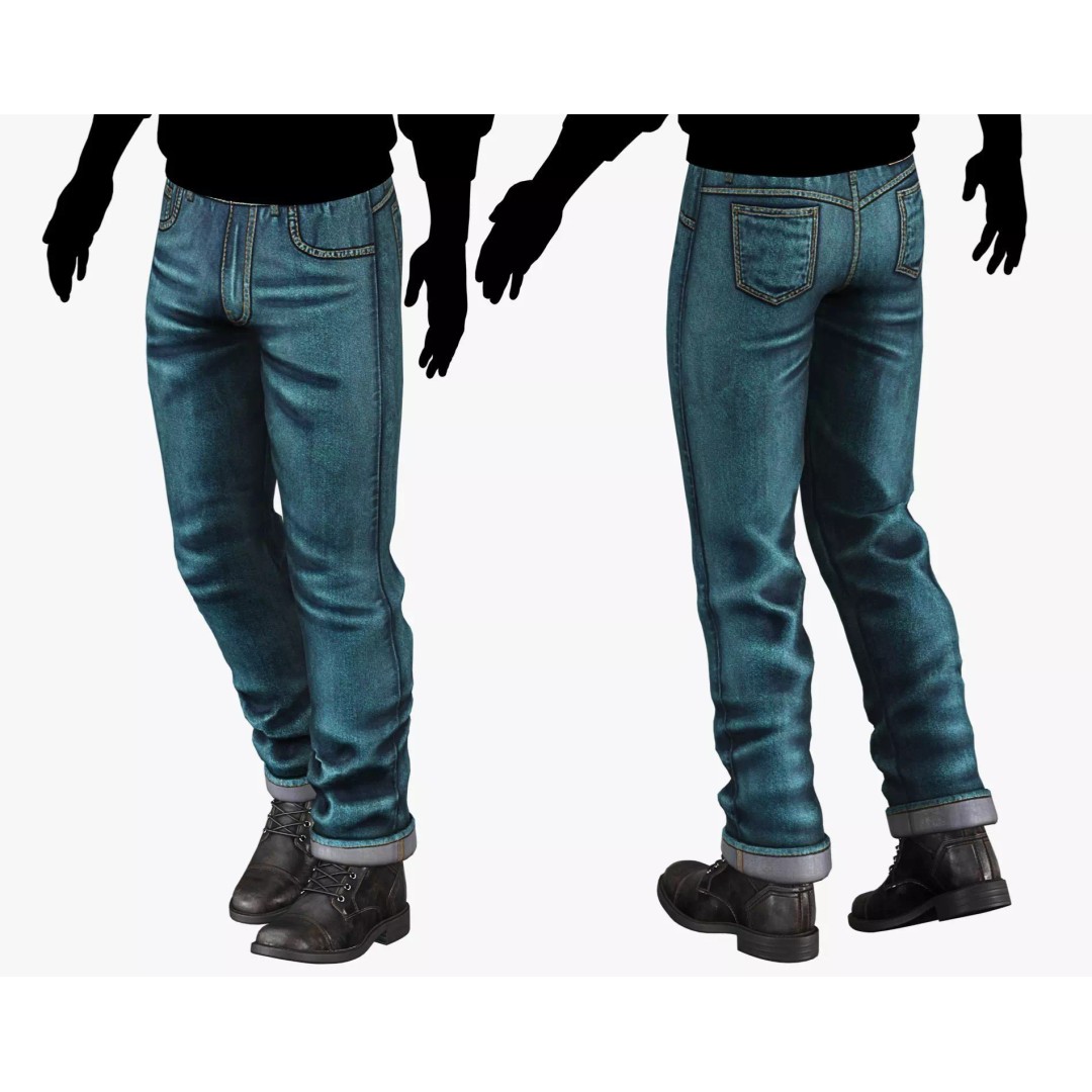 Male Casual Jeans 3D Model – Game-Ready Low Poly PBR Asset for Unity/Unreal - View 4
