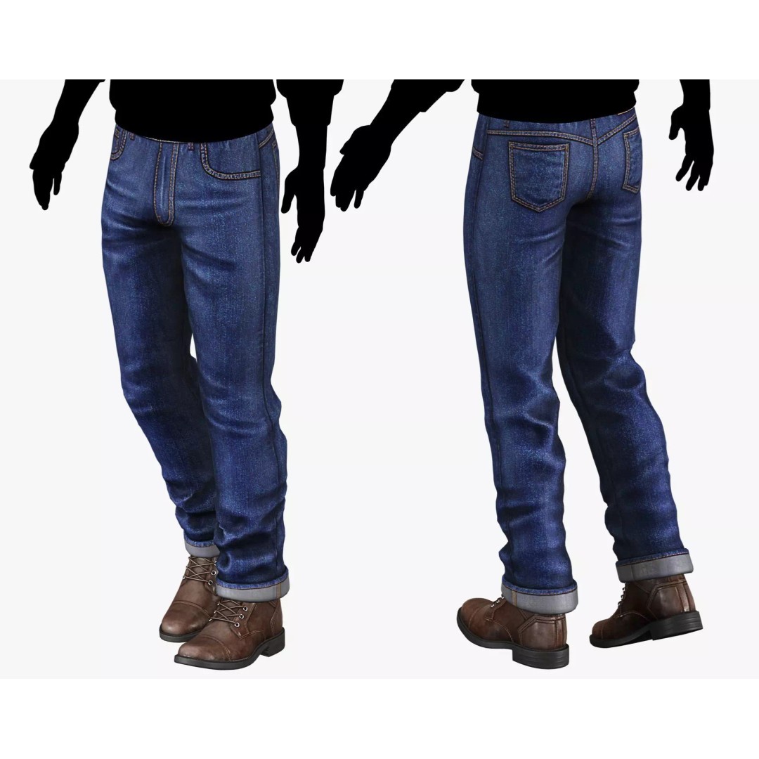 Male Casual Jeans 3D Model – Game-Ready Low Poly PBR Asset for Unity/Unreal - View 5