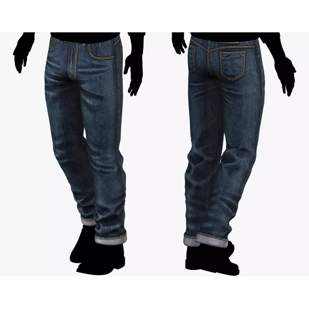 Male Casual Jeans 3D Model – Game-Ready Low Poly PBR Asset for Unity/Unreal - View 6