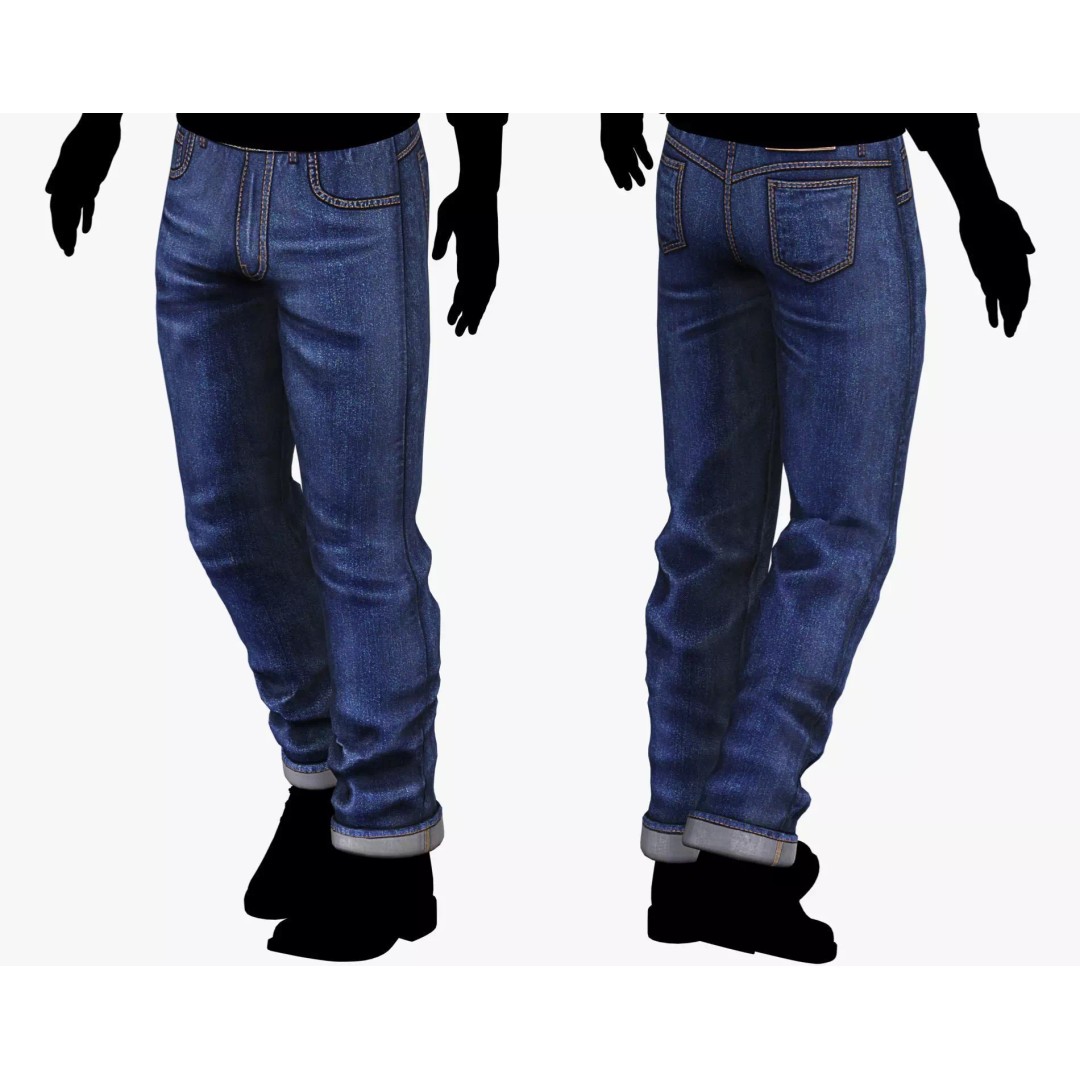Male Casual Jeans 3D Model – Game-Ready Low Poly PBR Asset for Unity/Unreal - View 8