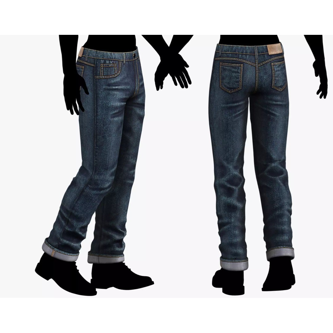Male Casual Jeans 3D Model – Game-Ready Low Poly PBR Asset for Unity/Unreal - View 9