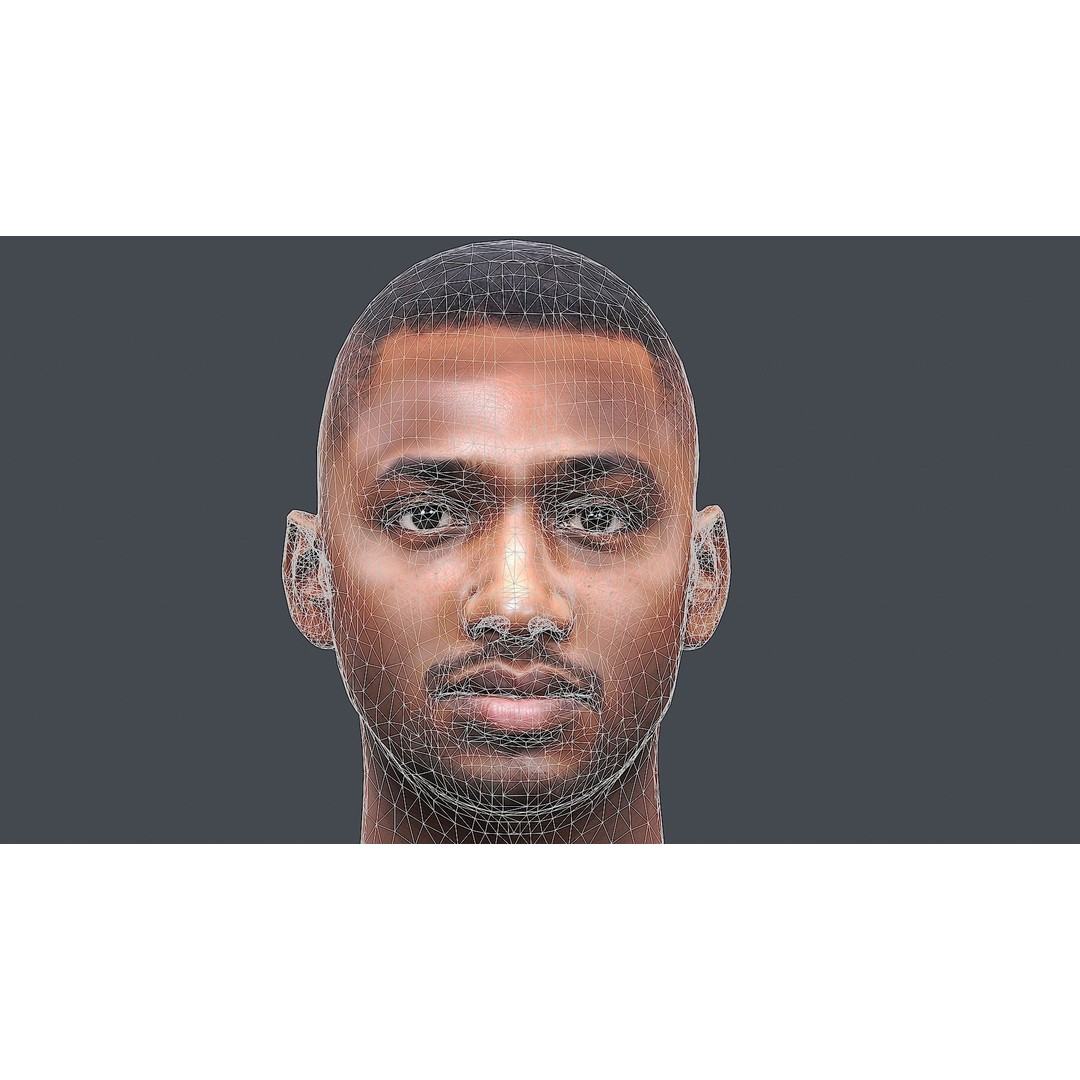 Realistic Male Head 3D Model – Low Poly Game Ready with PBR Textures