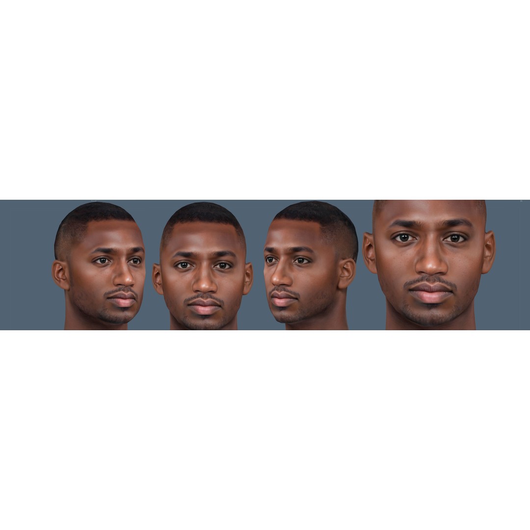 Realistic Male Head 3D Model – Low Poly Game Ready with PBR Textures - View 10