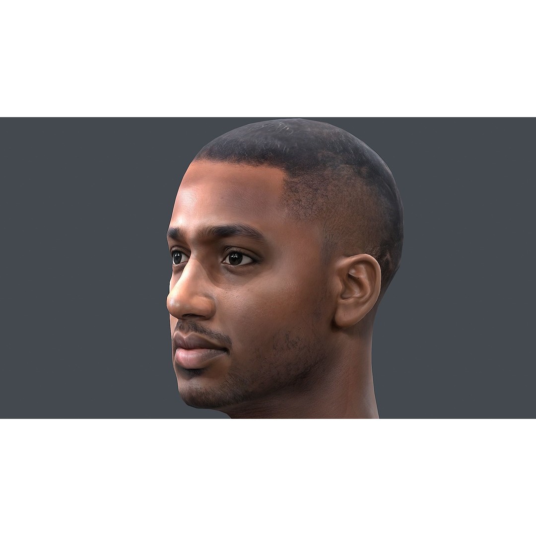 Realistic Male Head 3D Model – Low Poly Game Ready with PBR Textures - View 11