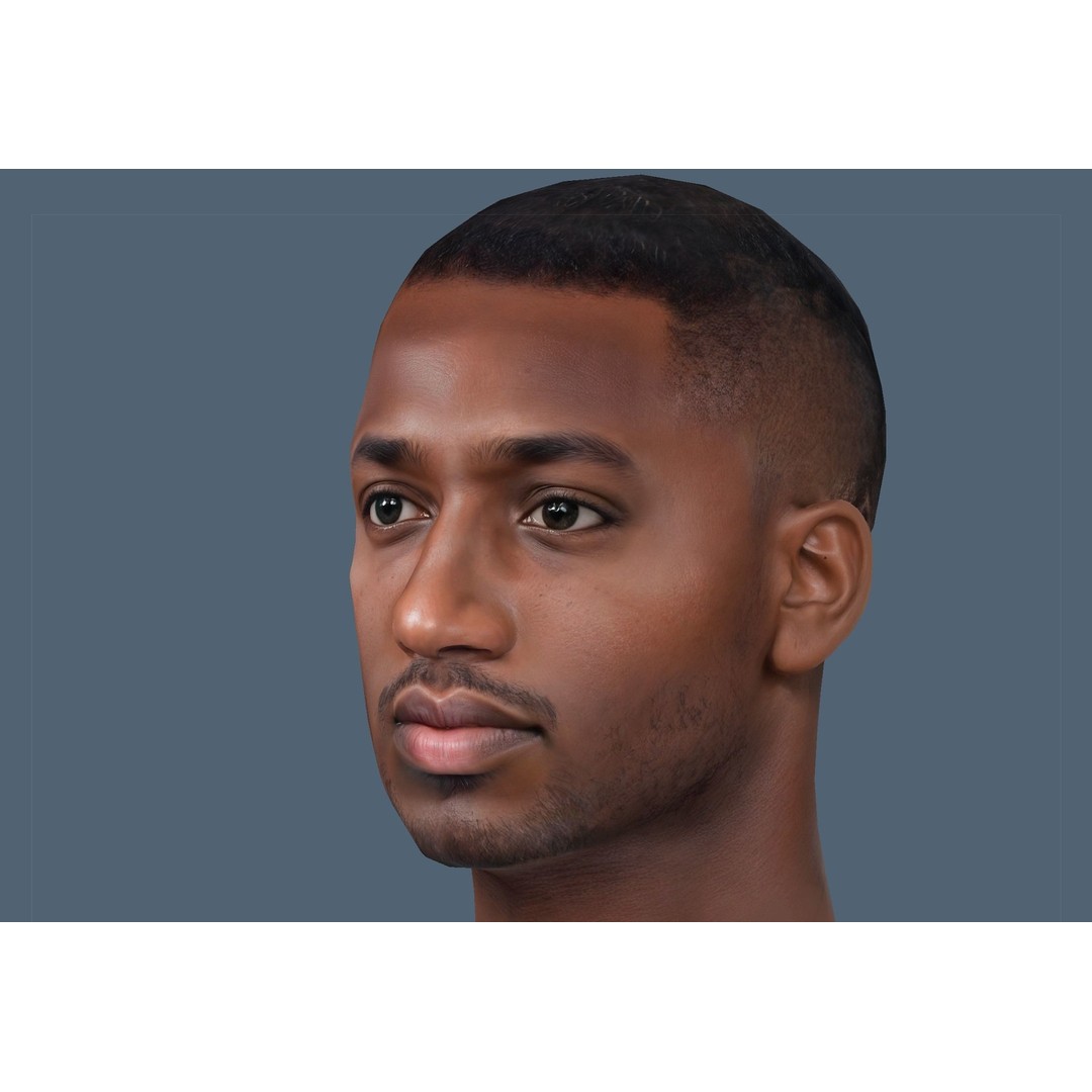 Realistic Male Head 3D Model – Low Poly Game Ready with PBR Textures - View 12