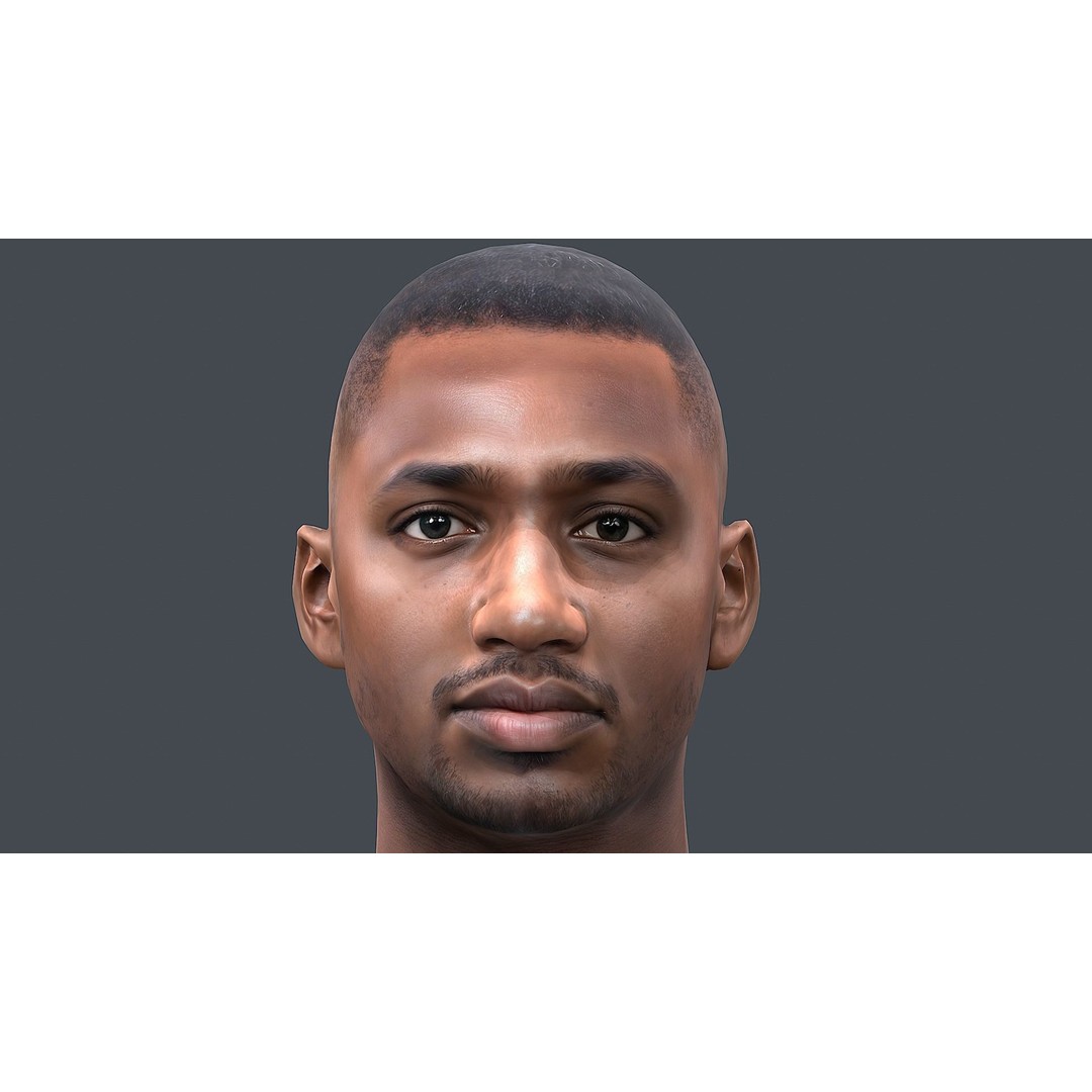 Realistic Male Head 3D Model – Low Poly Game Ready with PBR Textures - View 13