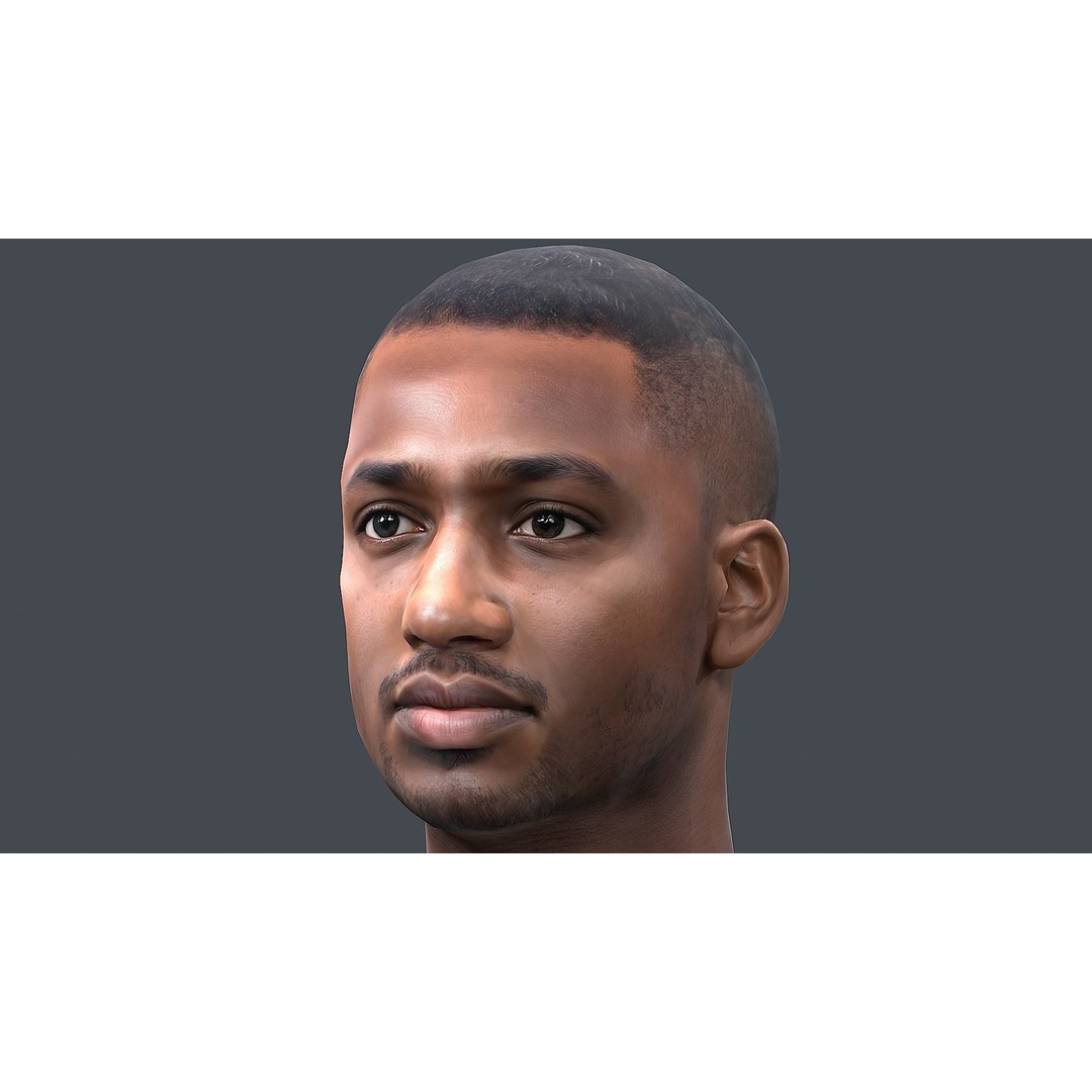 Realistic Male Head 3D Model – Low Poly Game Ready with PBR Textures - View 14