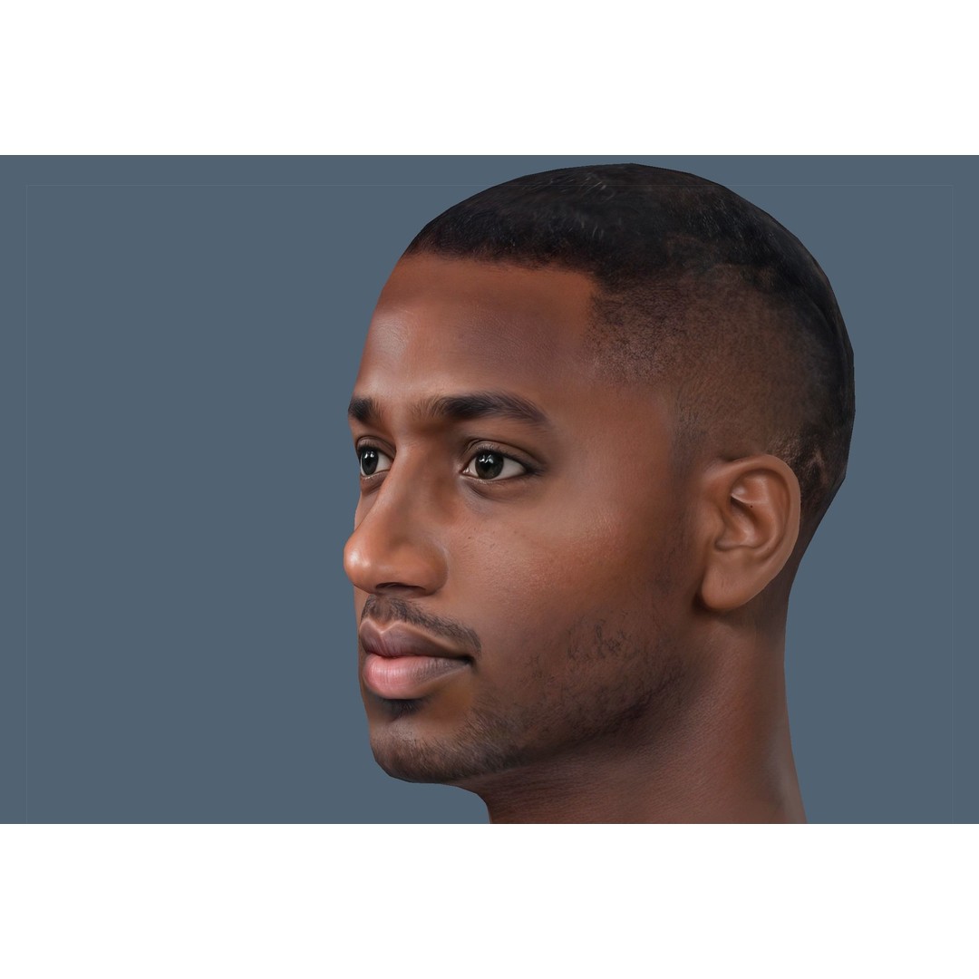 Realistic Male Head 3D Model – Low Poly Game Ready with PBR Textures - View 16