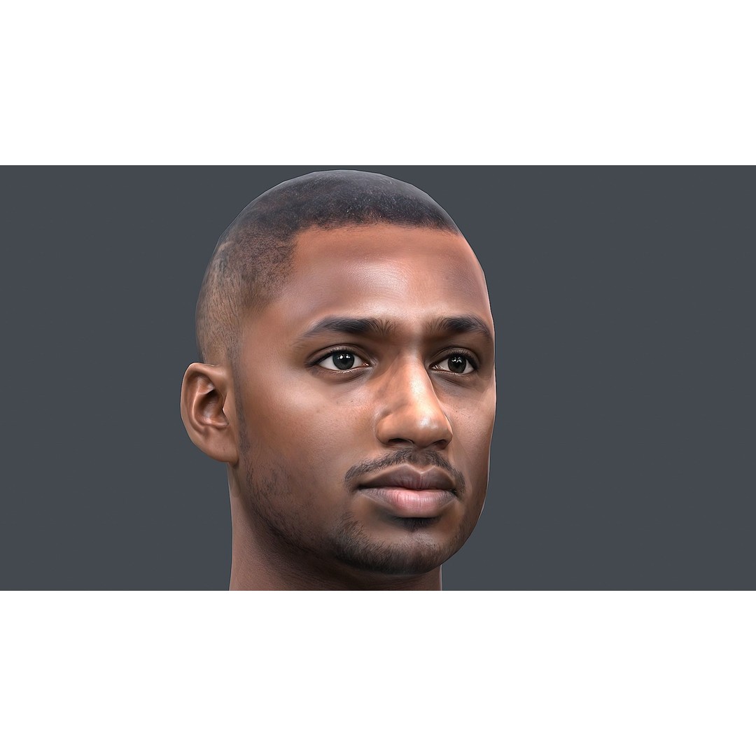 Realistic Male Head 3D Model – Low Poly Game Ready with PBR Textures - View 17