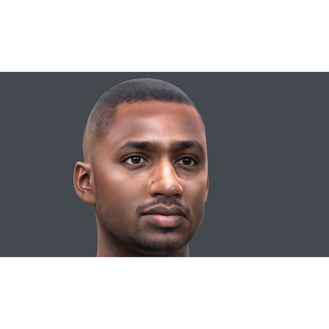 Realistic Male Head 3D Model – Low Poly Game Ready with PBR Textures - View 18