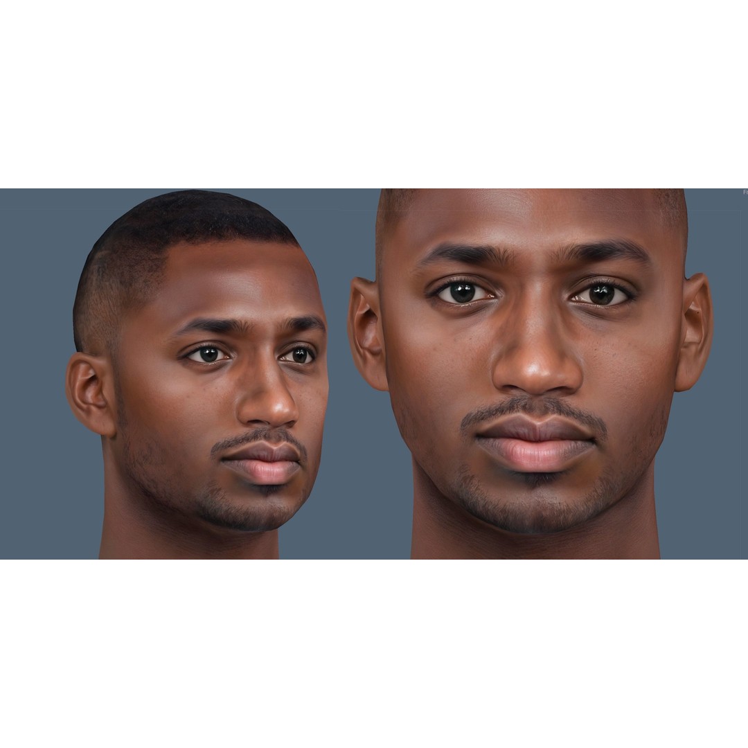 Realistic Male Head 3D Model – Low Poly Game Ready with PBR Textures - View 19