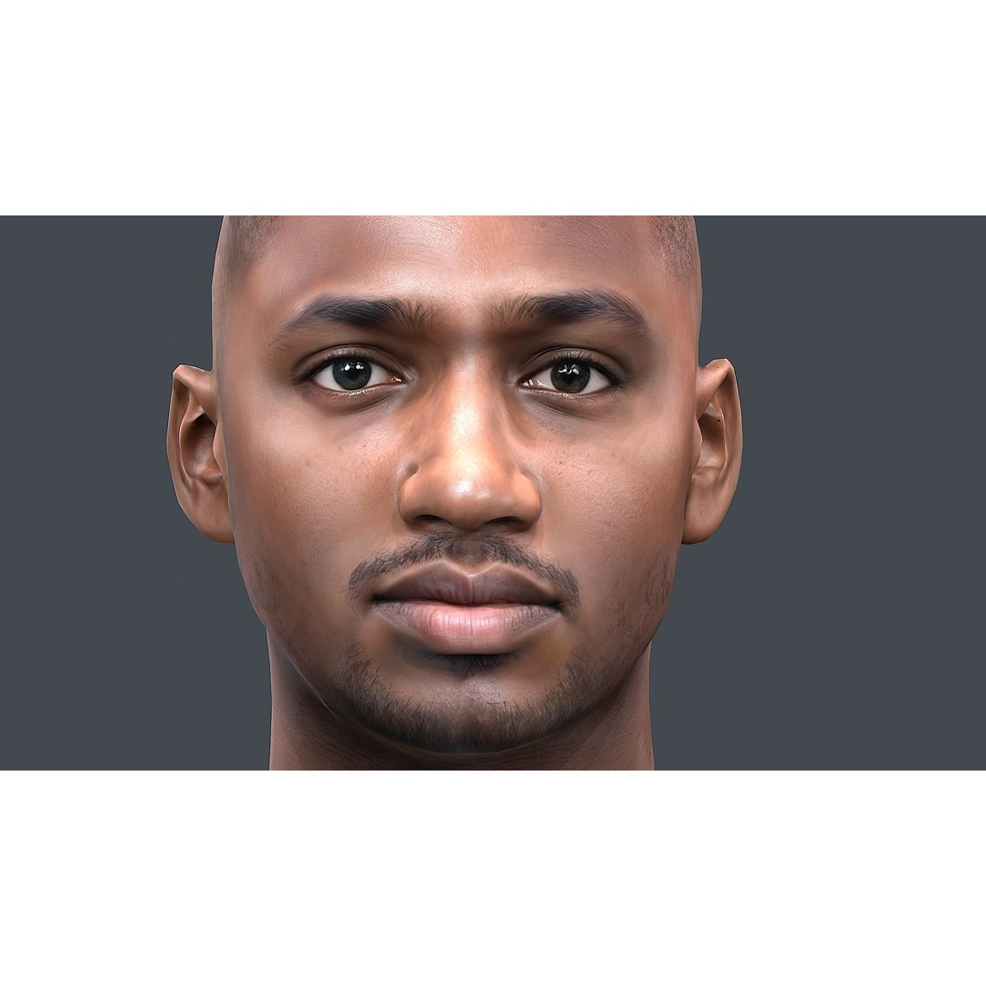Realistic Male Head 3D Model – Low Poly Game Ready with PBR Textures - View 22