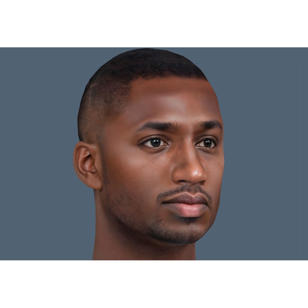 Realistic Male Head 3D Model – Low Poly Game Ready with PBR Textures - View 4