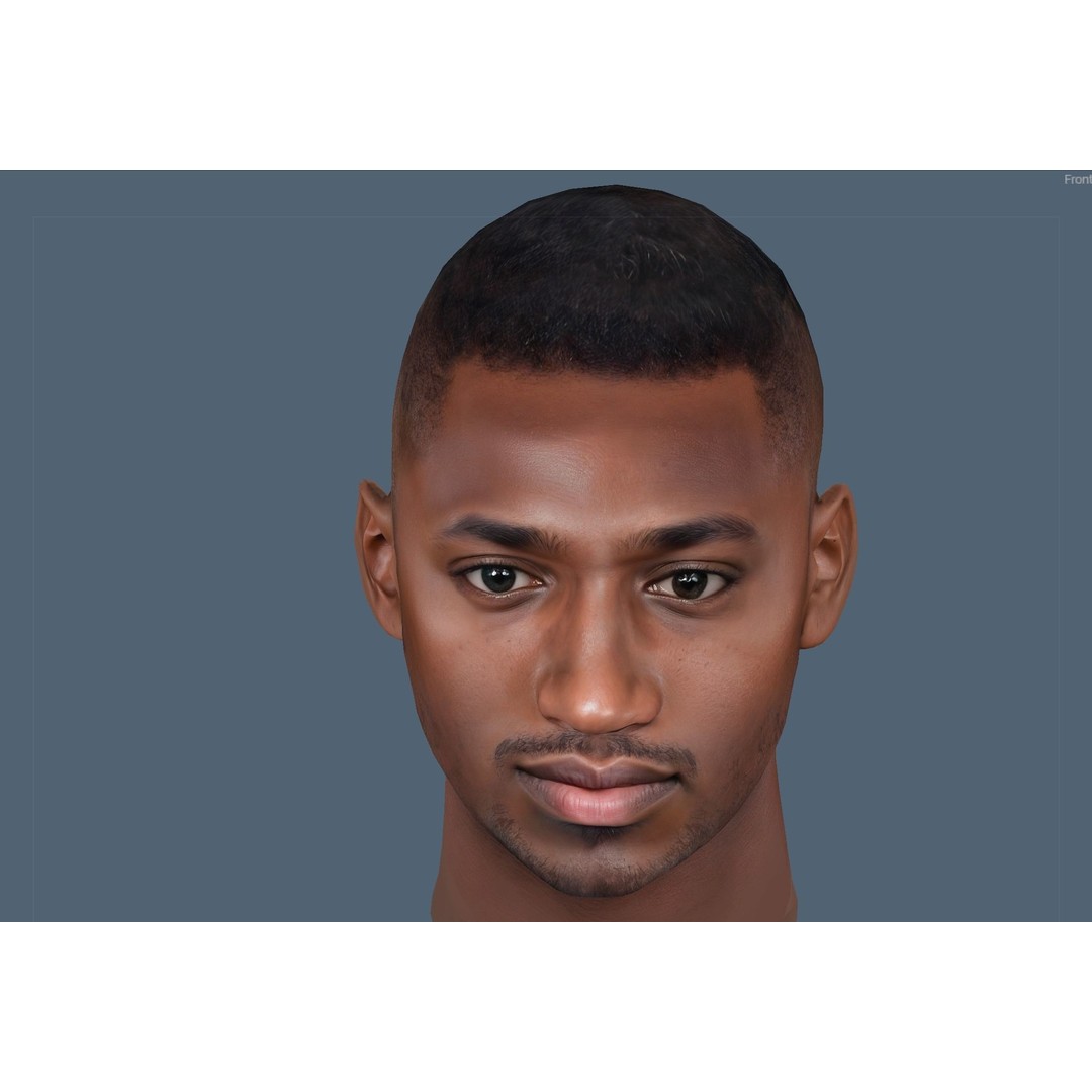 Realistic Male Head 3D Model – Low Poly Game Ready with PBR Textures - View 5